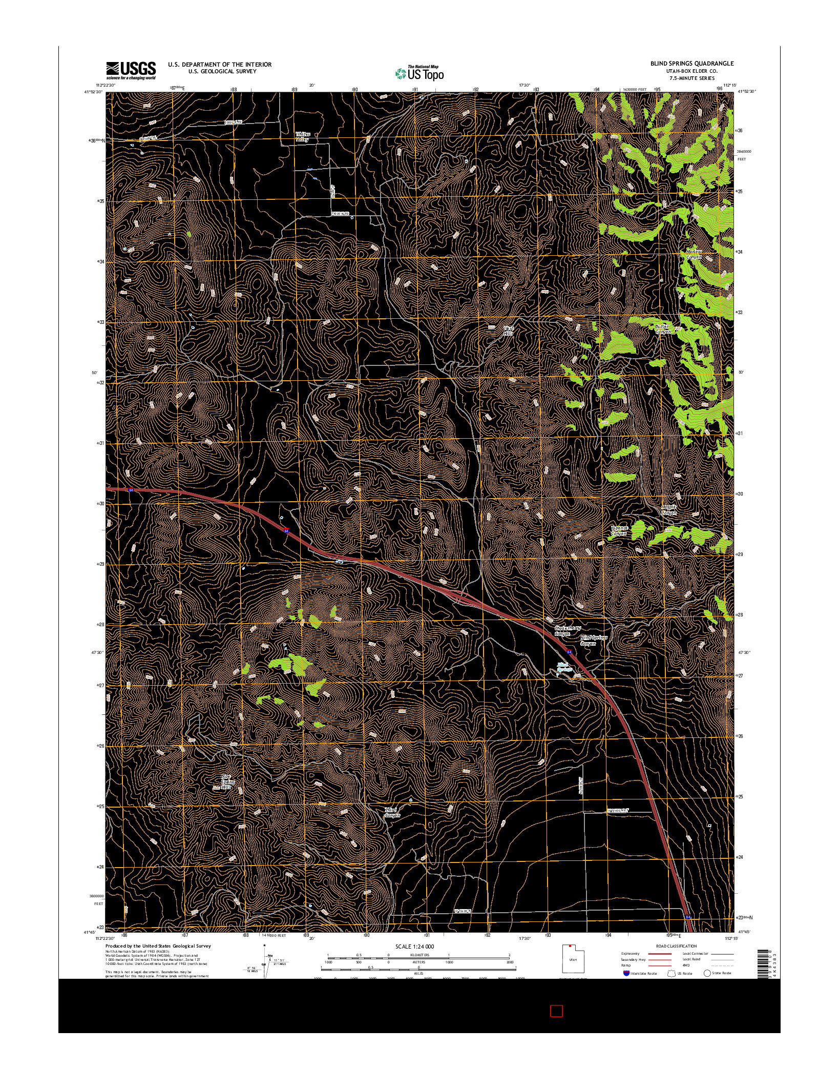 USGS US TOPO 7.5-MINUTE MAP FOR BLIND SPRINGS, UT 2017