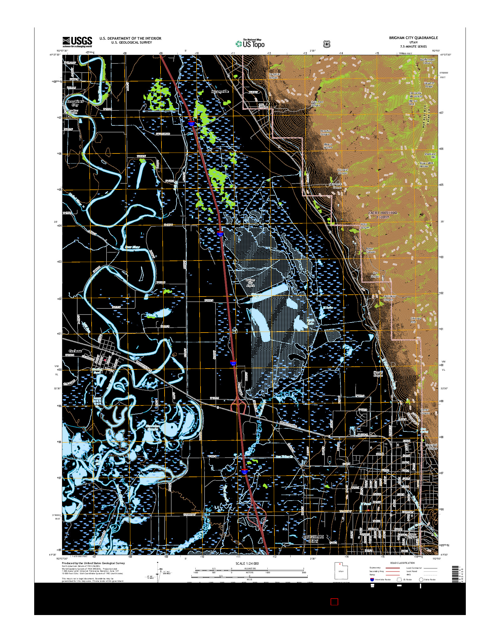 USGS US TOPO 7.5-MINUTE MAP FOR BRIGHAM CITY, UT 2017