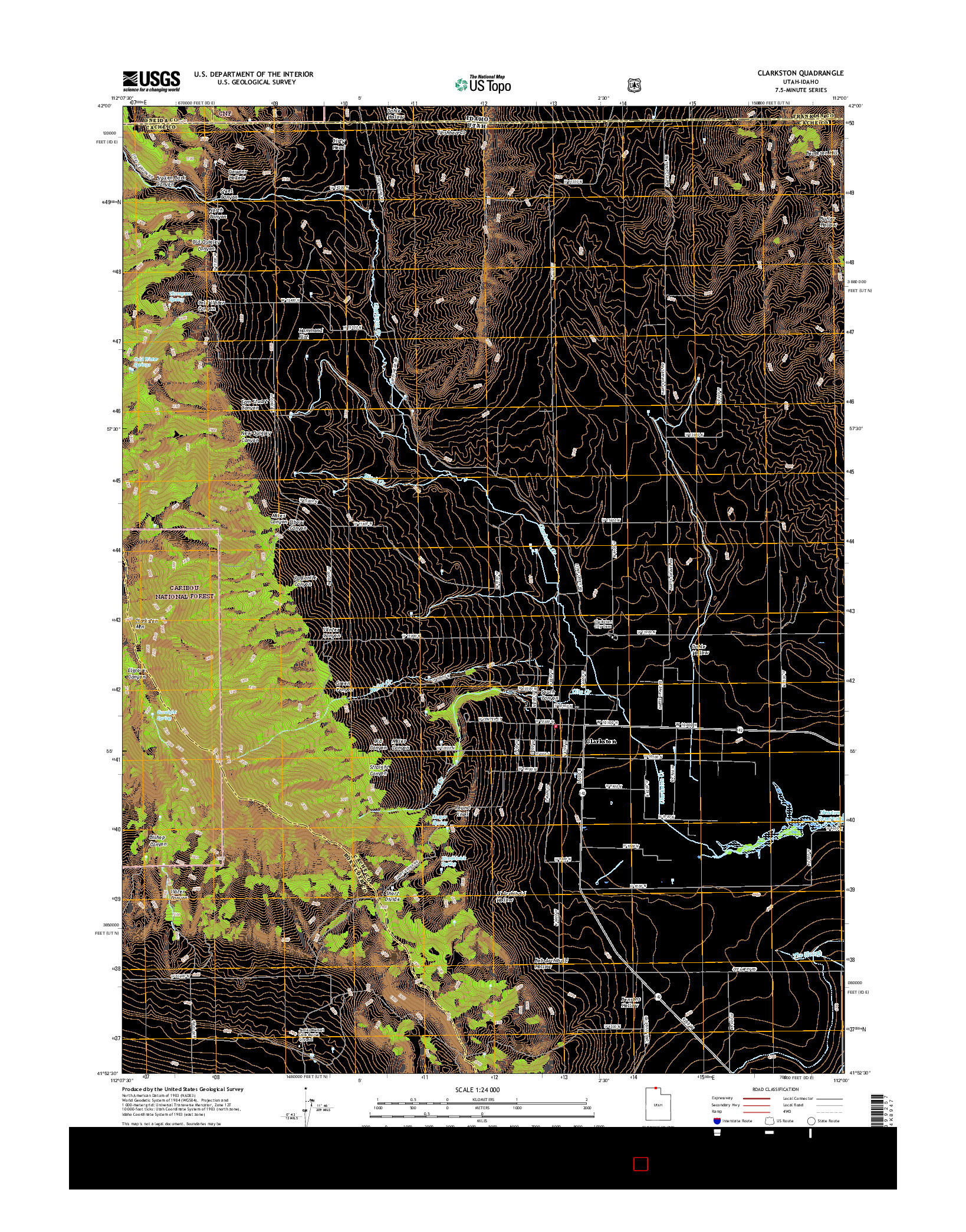 USGS US TOPO 7.5-MINUTE MAP FOR CLARKSTON, UT-ID 2017