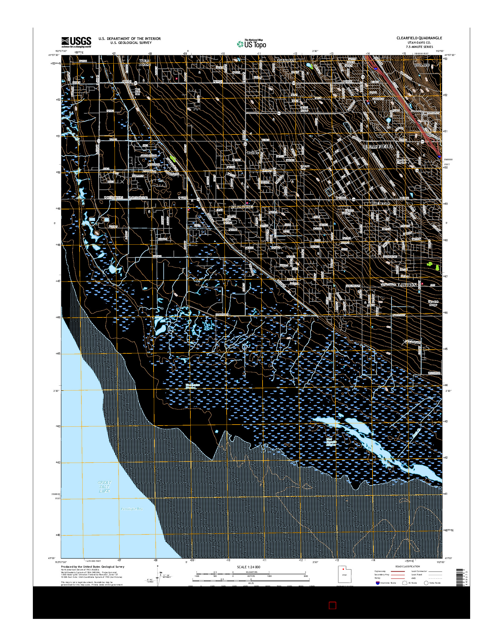 USGS US TOPO 7.5-MINUTE MAP FOR CLEARFIELD, UT 2017