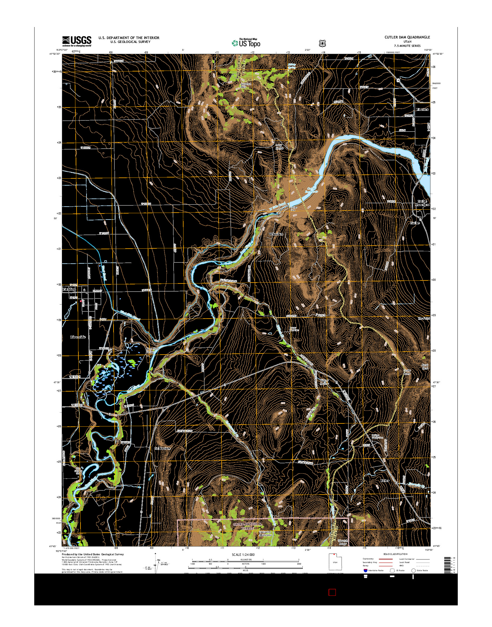 USGS US TOPO 7.5-MINUTE MAP FOR CUTLER DAM, UT 2017