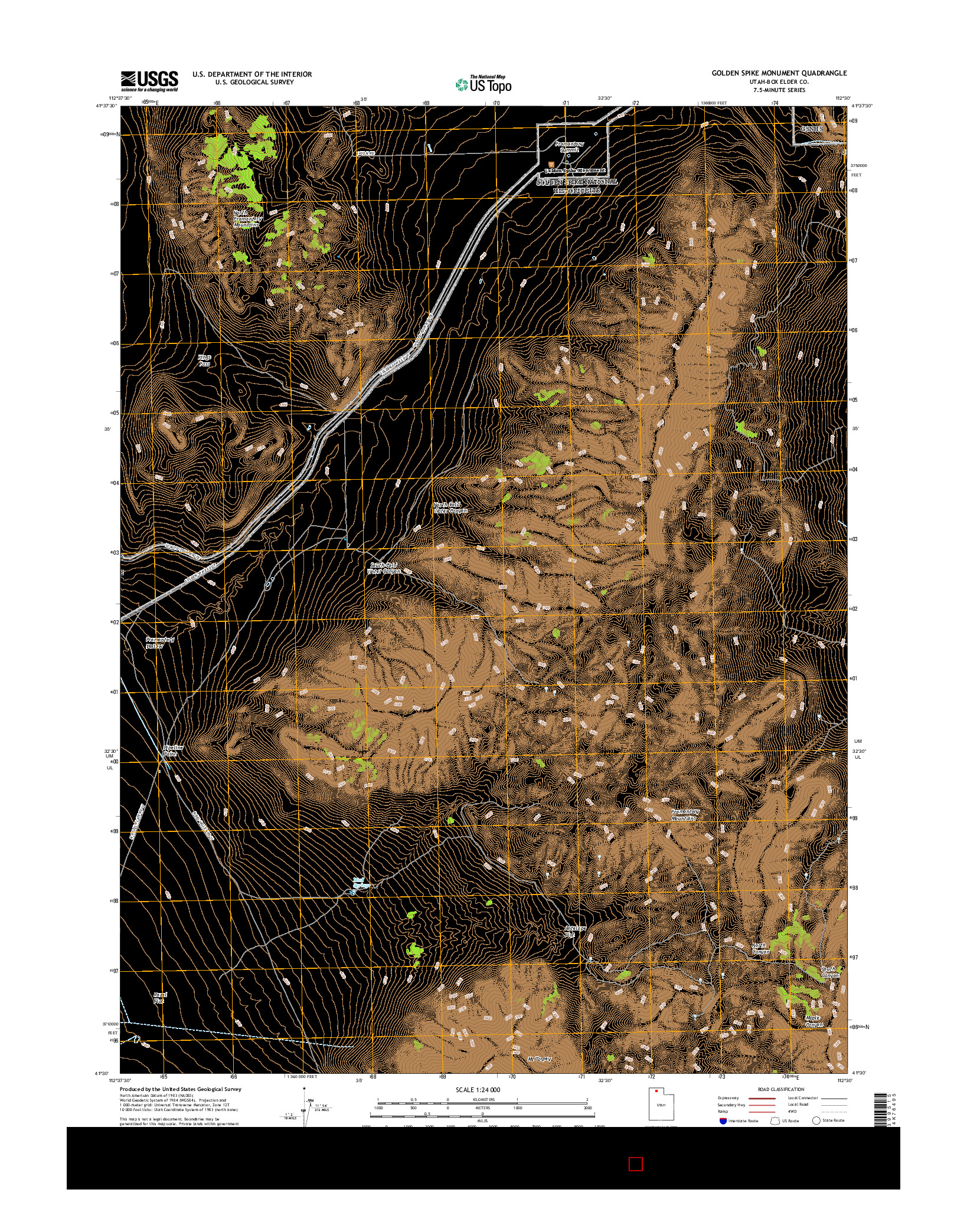 USGS US TOPO 7.5-MINUTE MAP FOR GOLDEN SPIKE MONUMENT, UT 2017