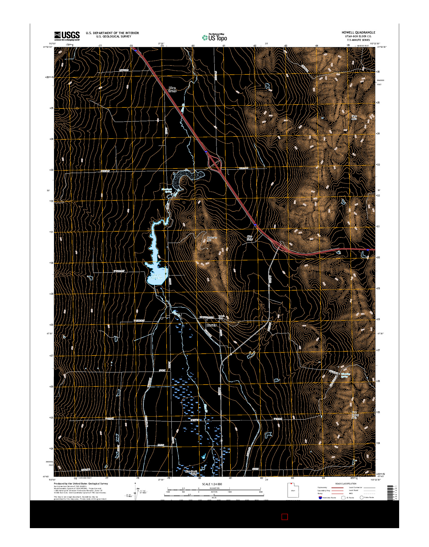 USGS US TOPO 7.5-MINUTE MAP FOR HOWELL, UT 2017