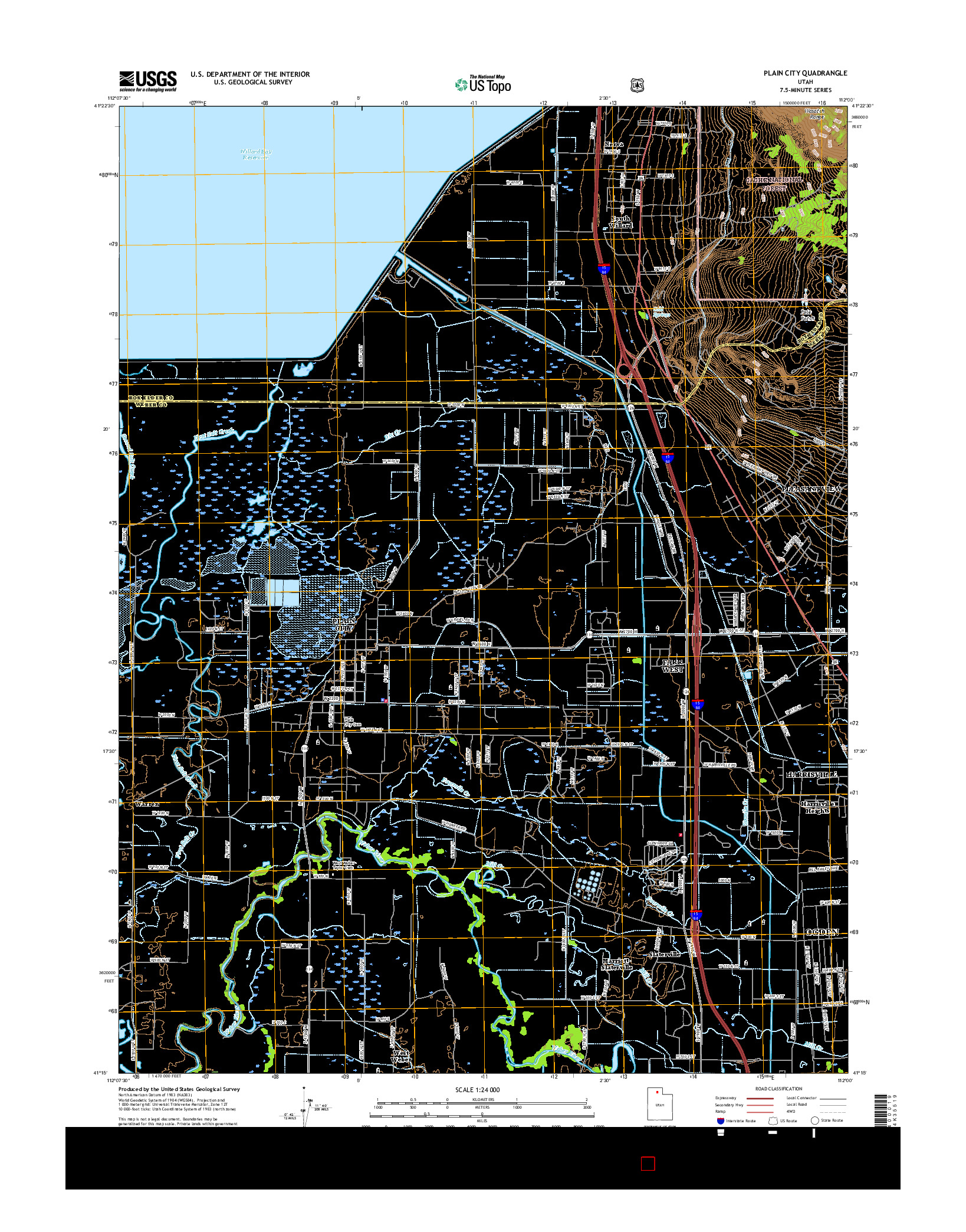 USGS US TOPO 7.5-MINUTE MAP FOR PLAIN CITY, UT 2017