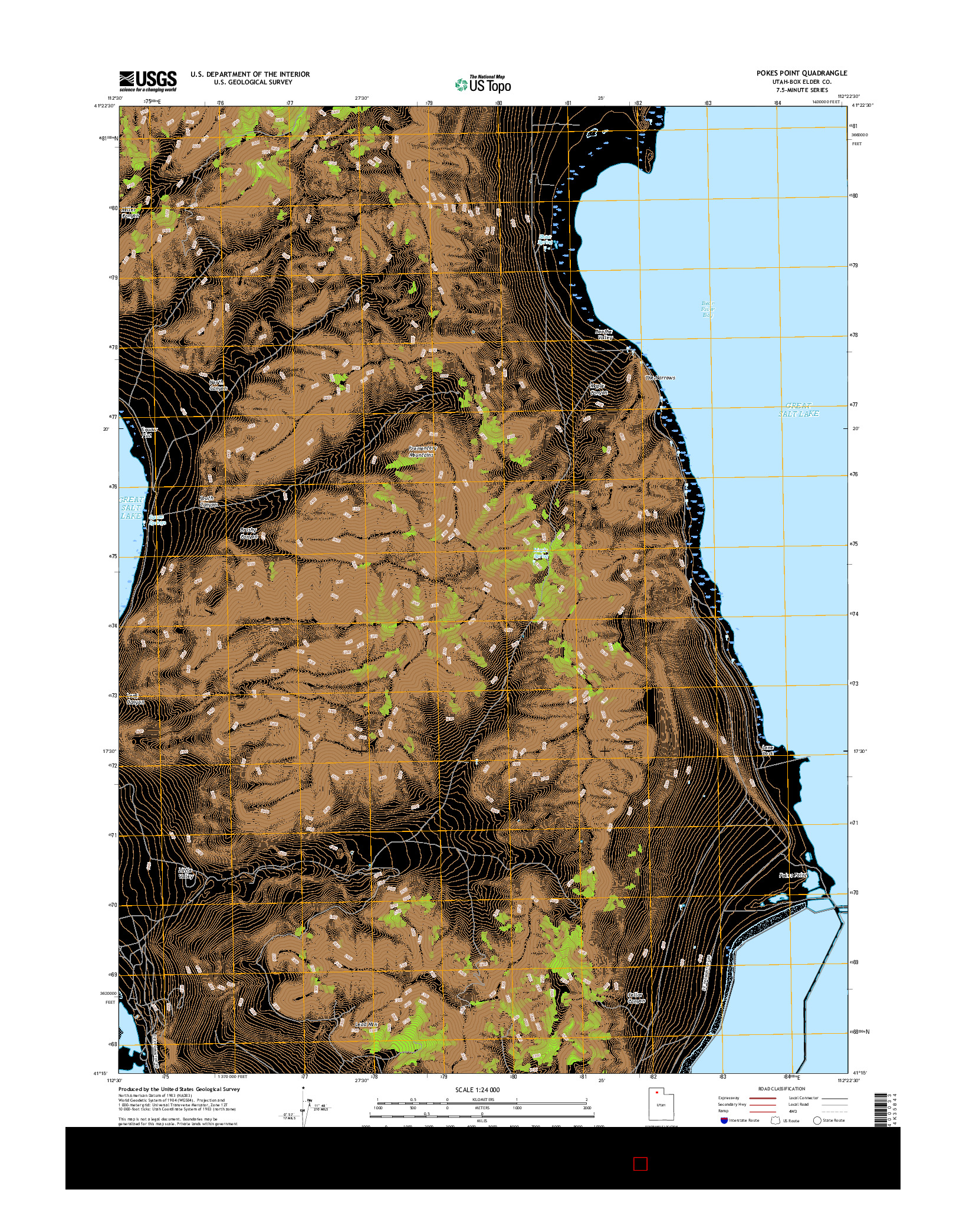 USGS US TOPO 7.5-MINUTE MAP FOR POKES POINT, UT 2017