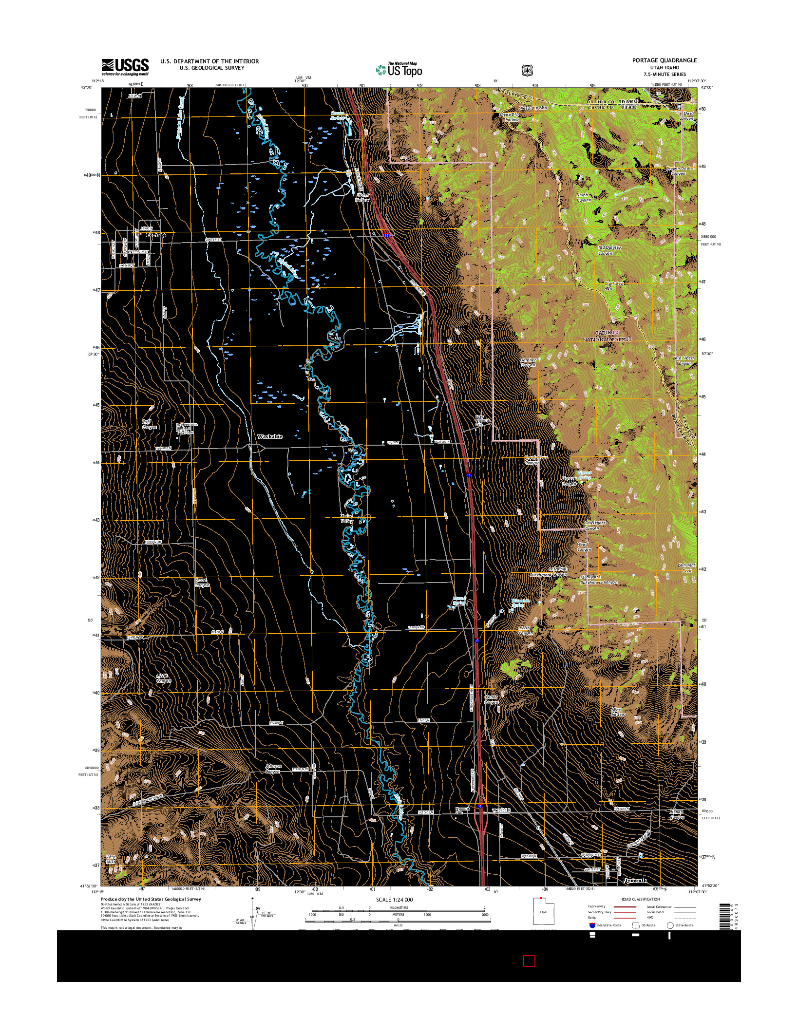 USGS US TOPO 7.5-MINUTE MAP FOR PORTAGE, UT-ID 2017