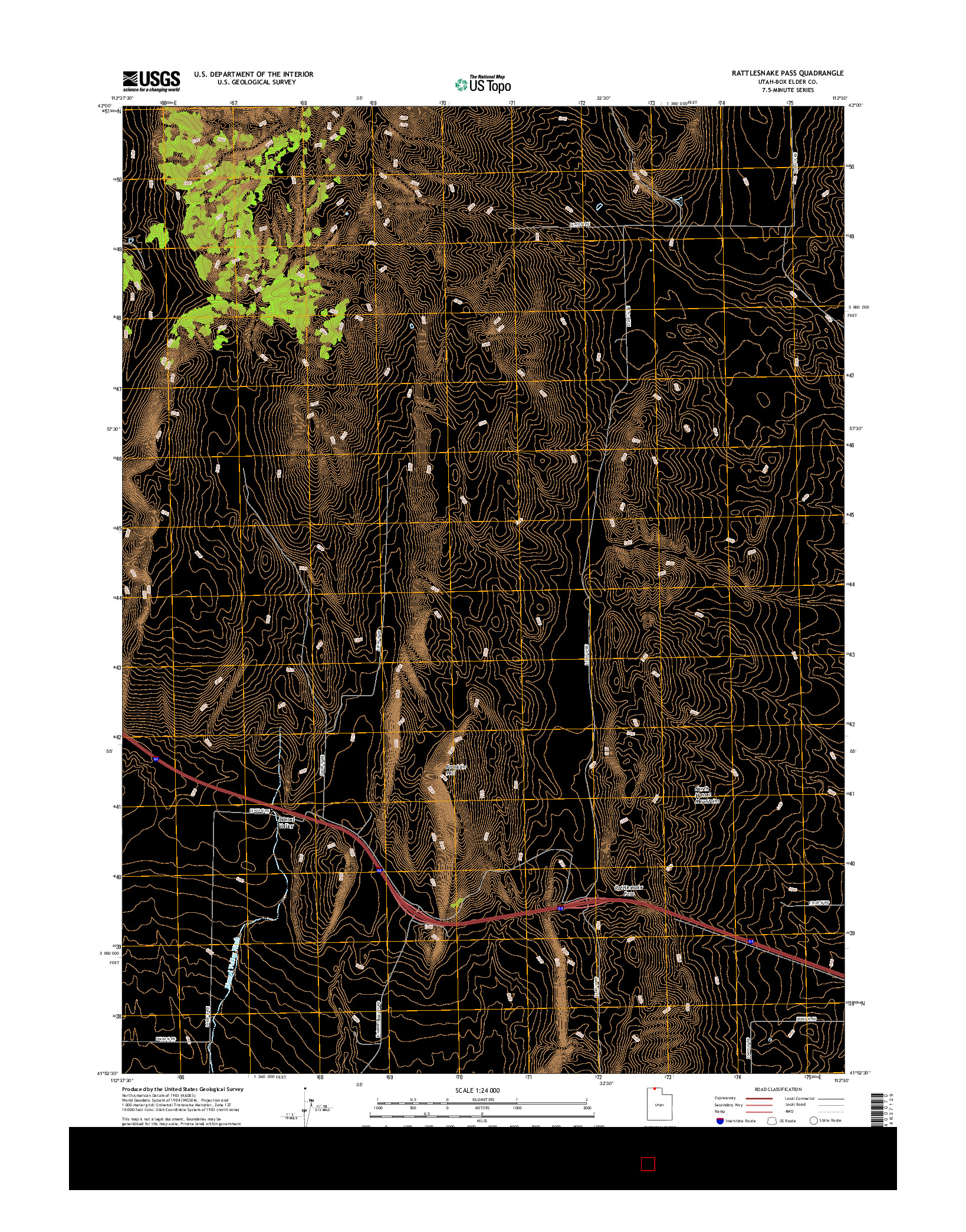 USGS US TOPO 7.5-MINUTE MAP FOR RATTLESNAKE PASS, UT 2017