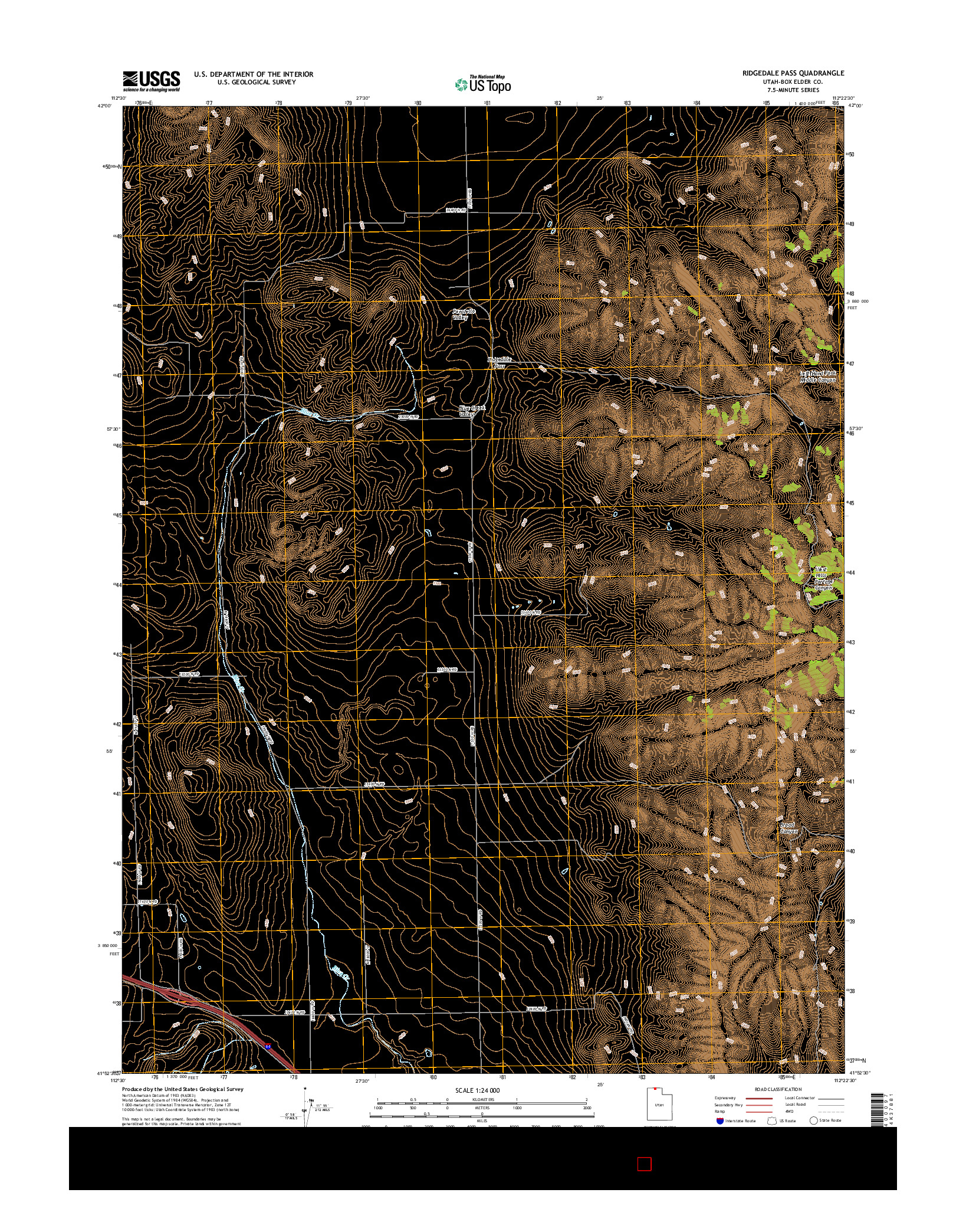 USGS US TOPO 7.5-MINUTE MAP FOR RIDGEDALE PASS, UT 2017