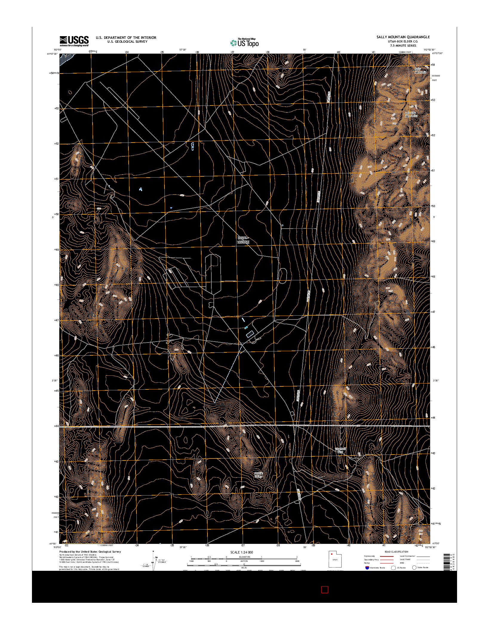 USGS US TOPO 7.5-MINUTE MAP FOR SALLY MOUNTAIN, UT 2017