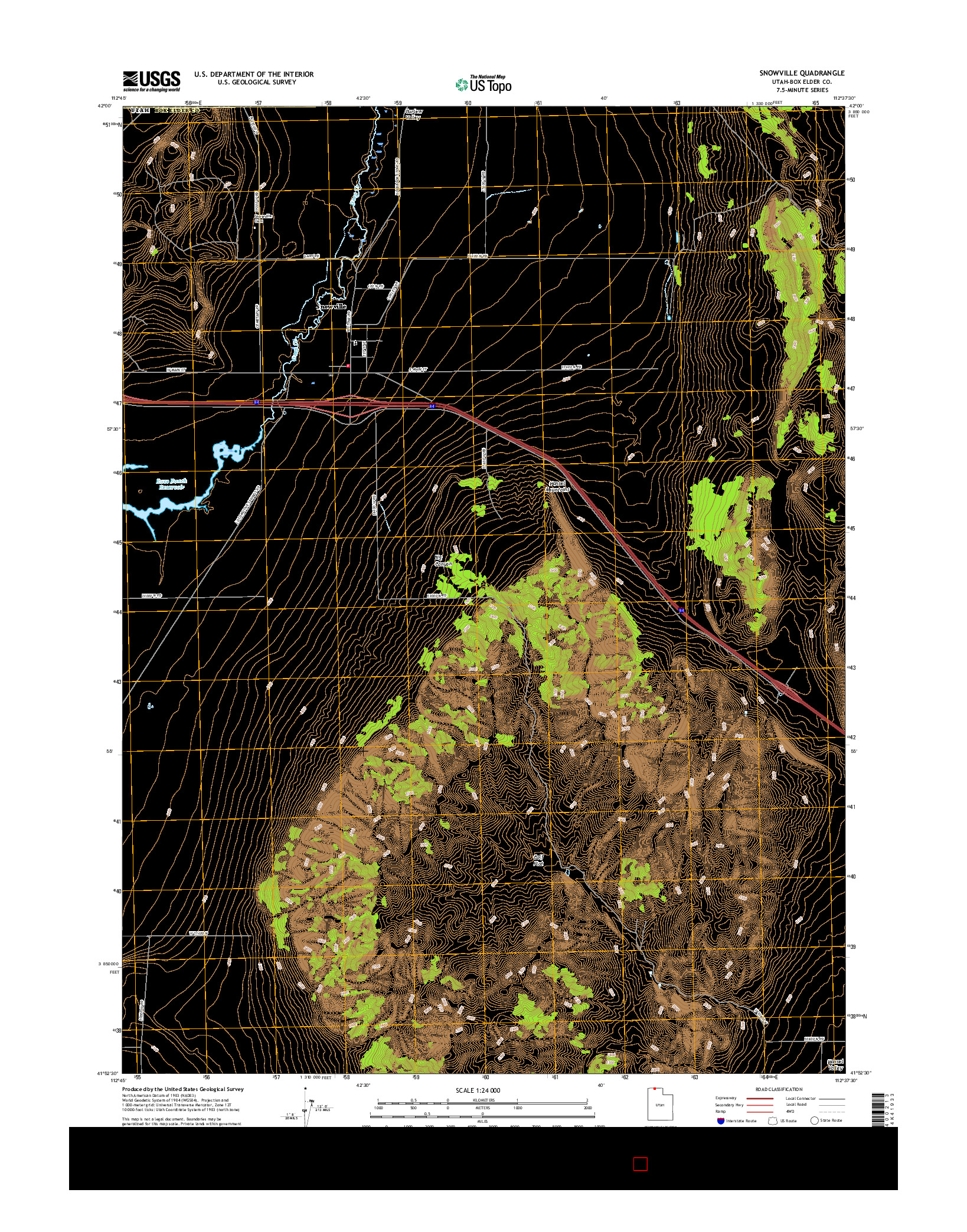 USGS US TOPO 7.5-MINUTE MAP FOR SNOWVILLE, UT 2017