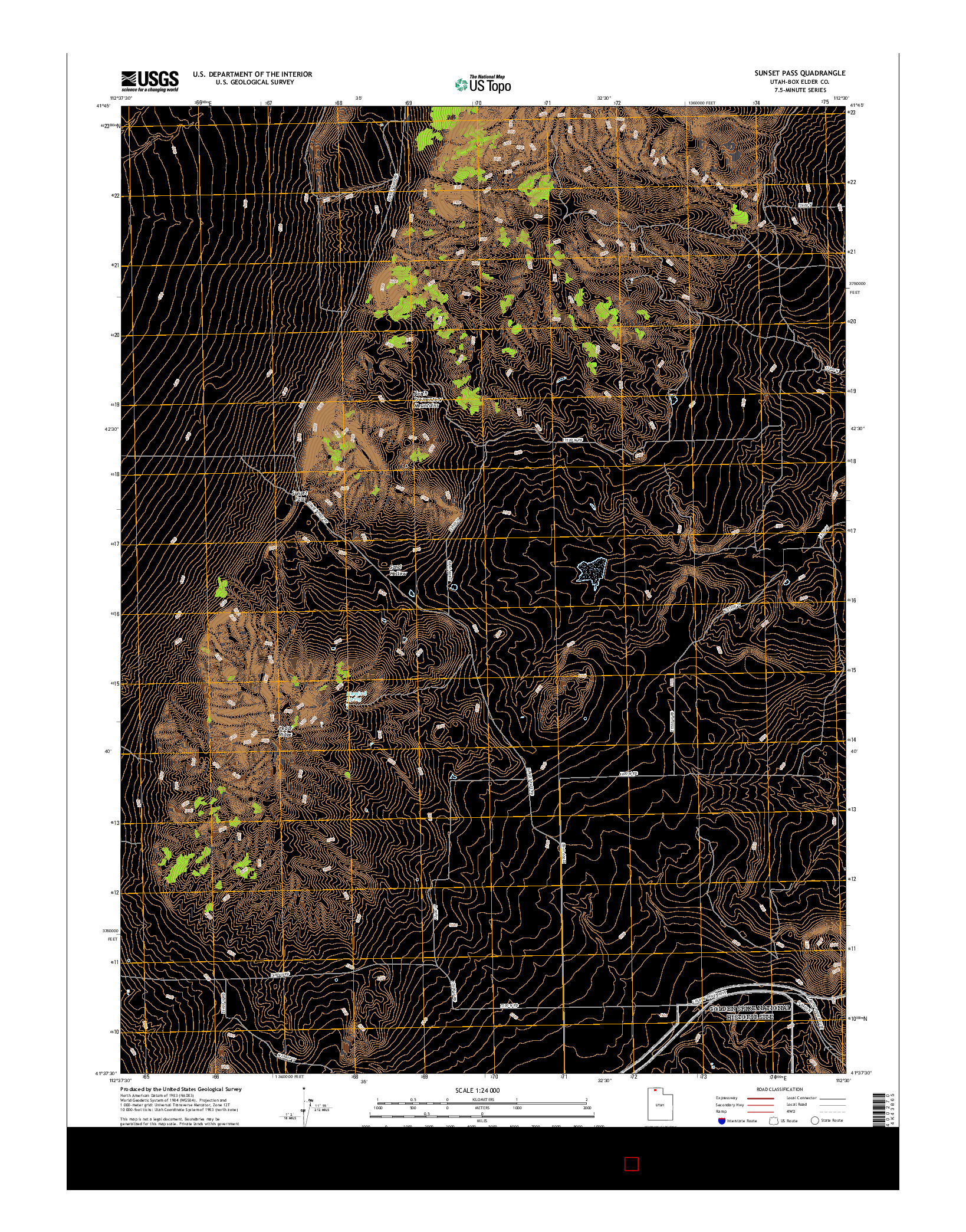 USGS US TOPO 7.5-MINUTE MAP FOR SUNSET PASS, UT 2017