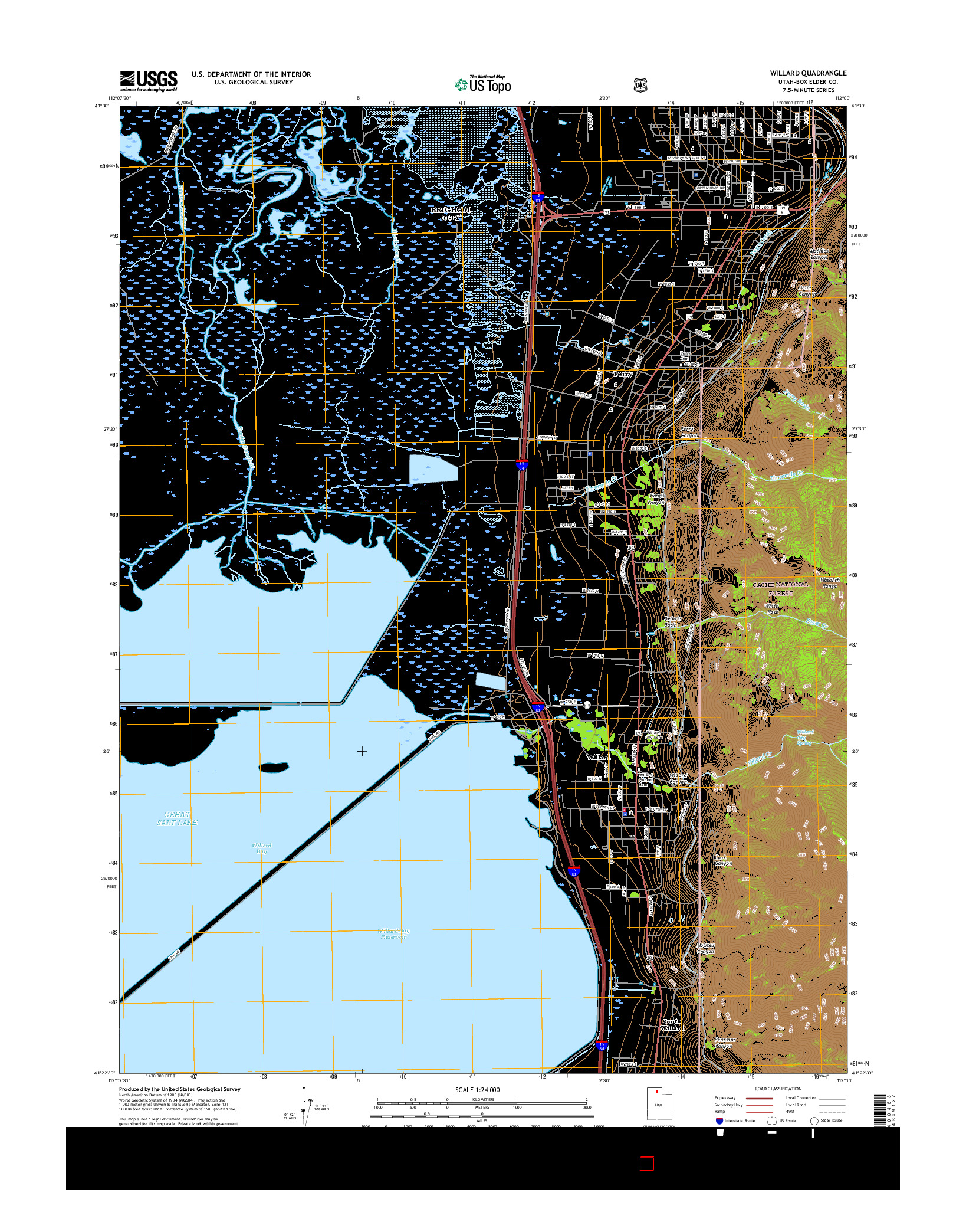 USGS US TOPO 7.5-MINUTE MAP FOR WILLARD, UT 2017