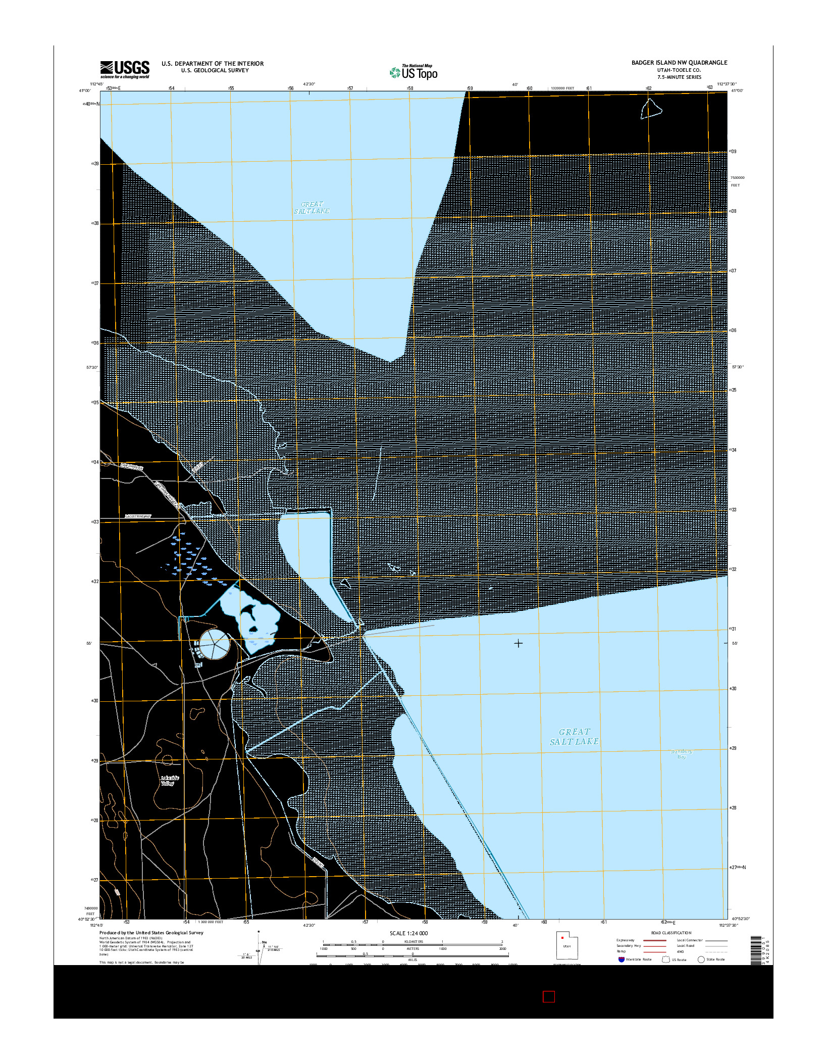 USGS US TOPO 7.5-MINUTE MAP FOR BADGER ISLAND NW, UT 2017