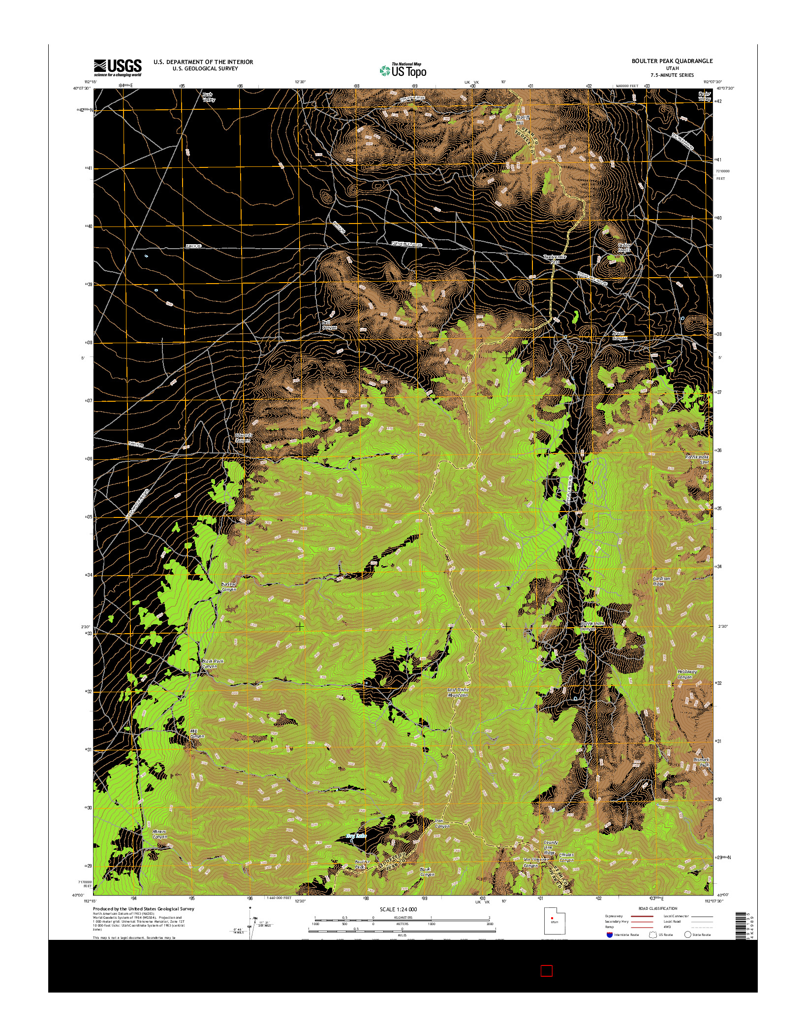USGS US TOPO 7.5-MINUTE MAP FOR BOULTER PEAK, UT 2017