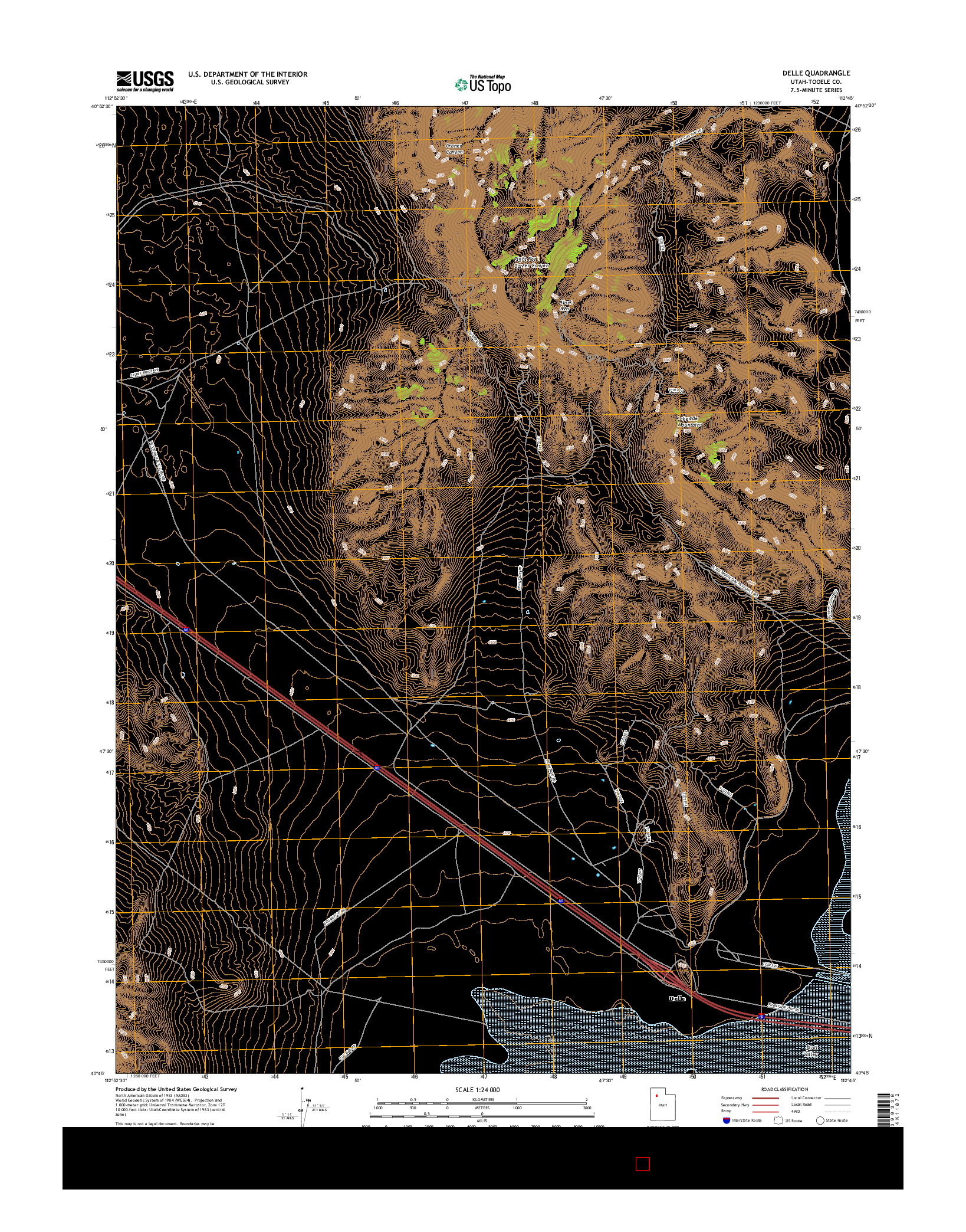 USGS US TOPO 7.5-MINUTE MAP FOR DELLE, UT 2017