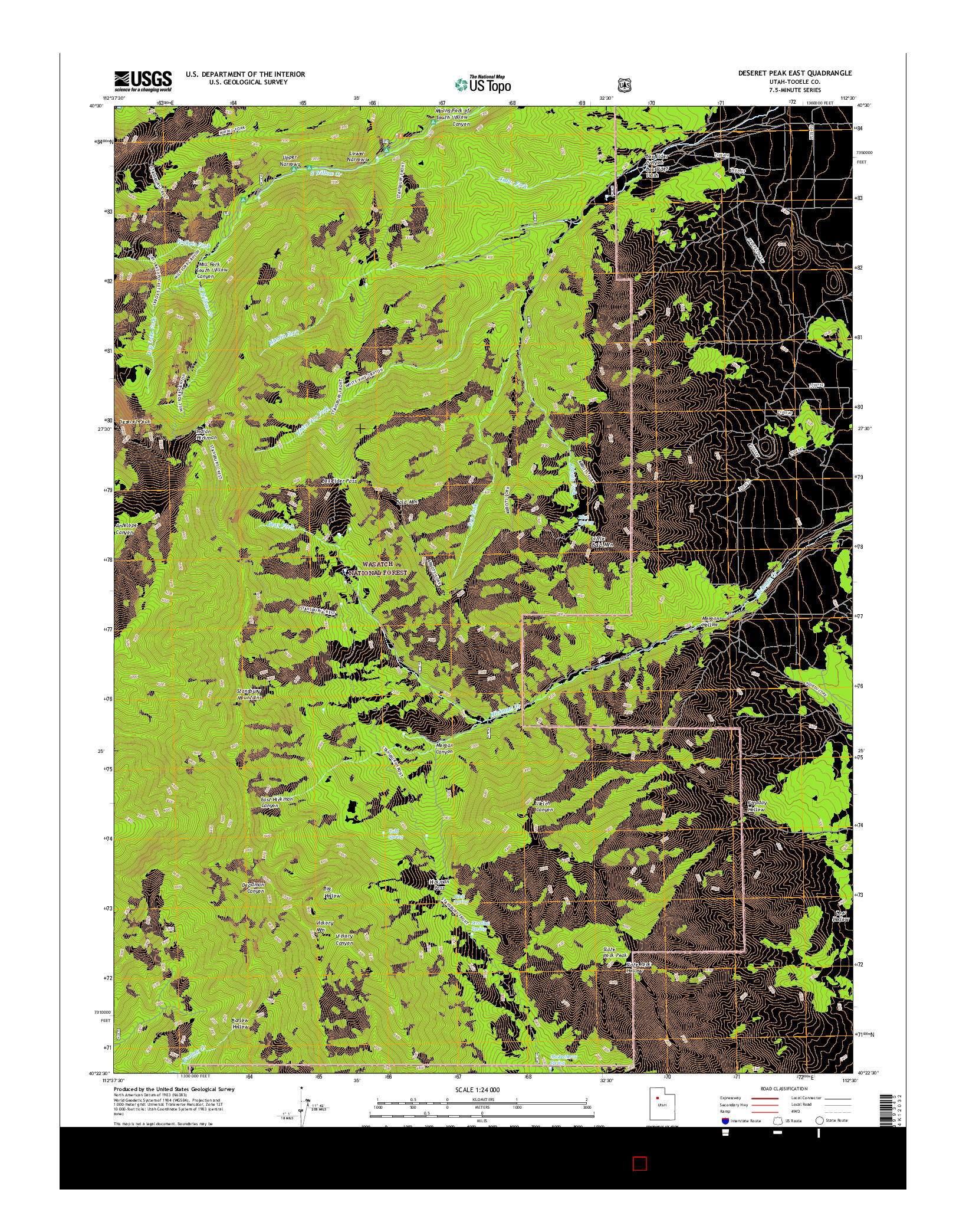 USGS US TOPO 7.5-MINUTE MAP FOR DESERET PEAK EAST, UT 2017