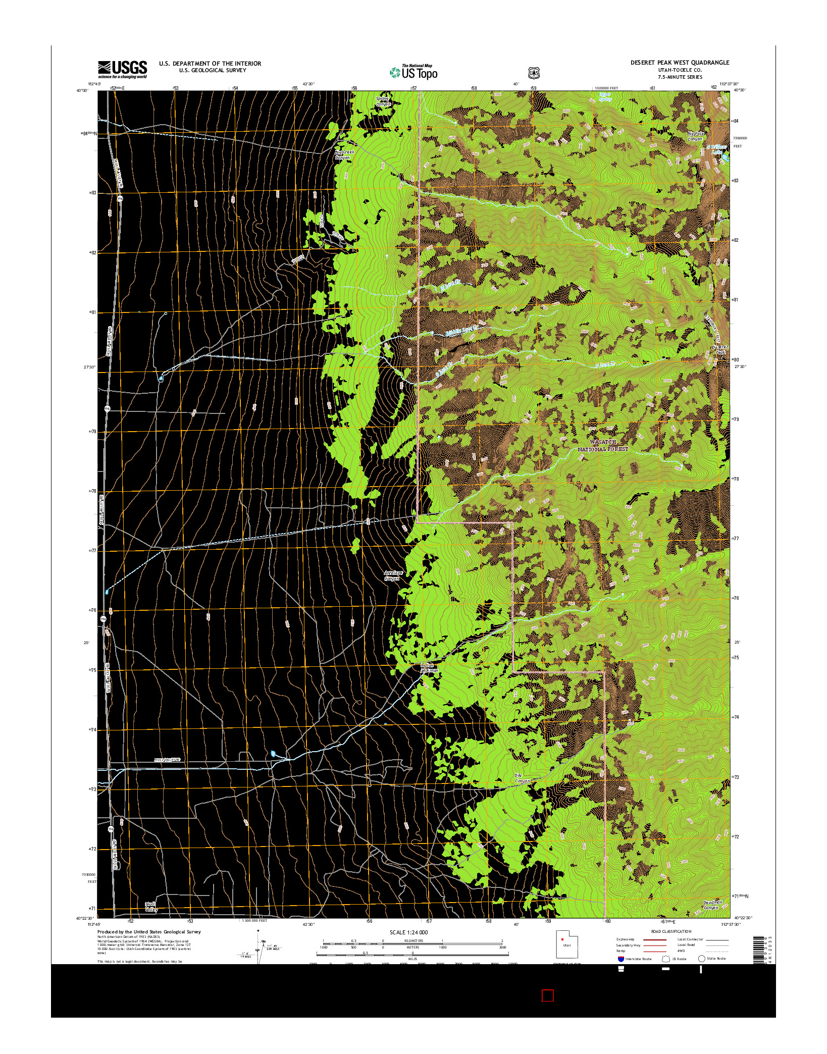 USGS US TOPO 7.5-MINUTE MAP FOR DESERET PEAK WEST, UT 2017