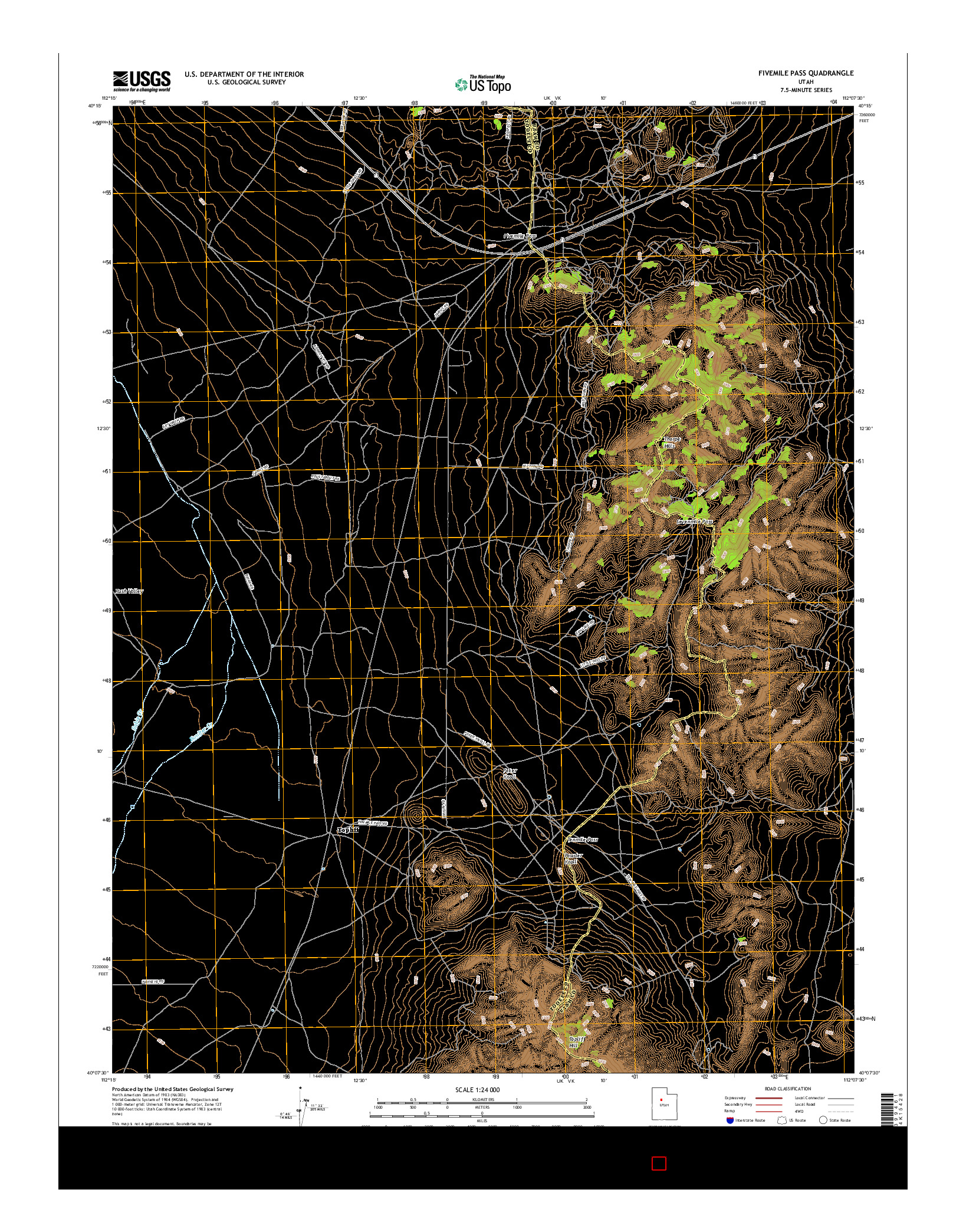 USGS US TOPO 7.5-MINUTE MAP FOR FIVEMILE PASS, UT 2017