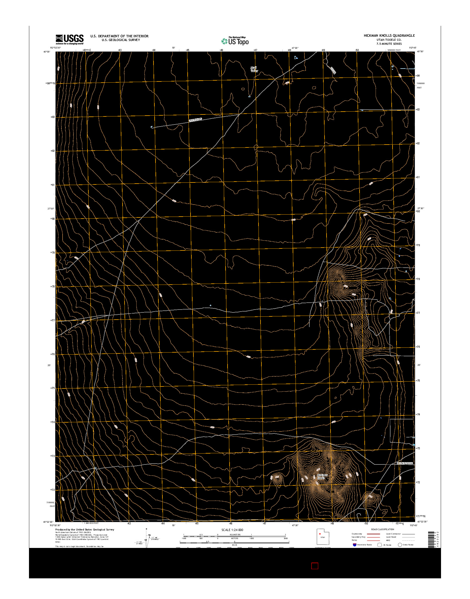 USGS US TOPO 7.5-MINUTE MAP FOR HICKMAN KNOLLS, UT 2017