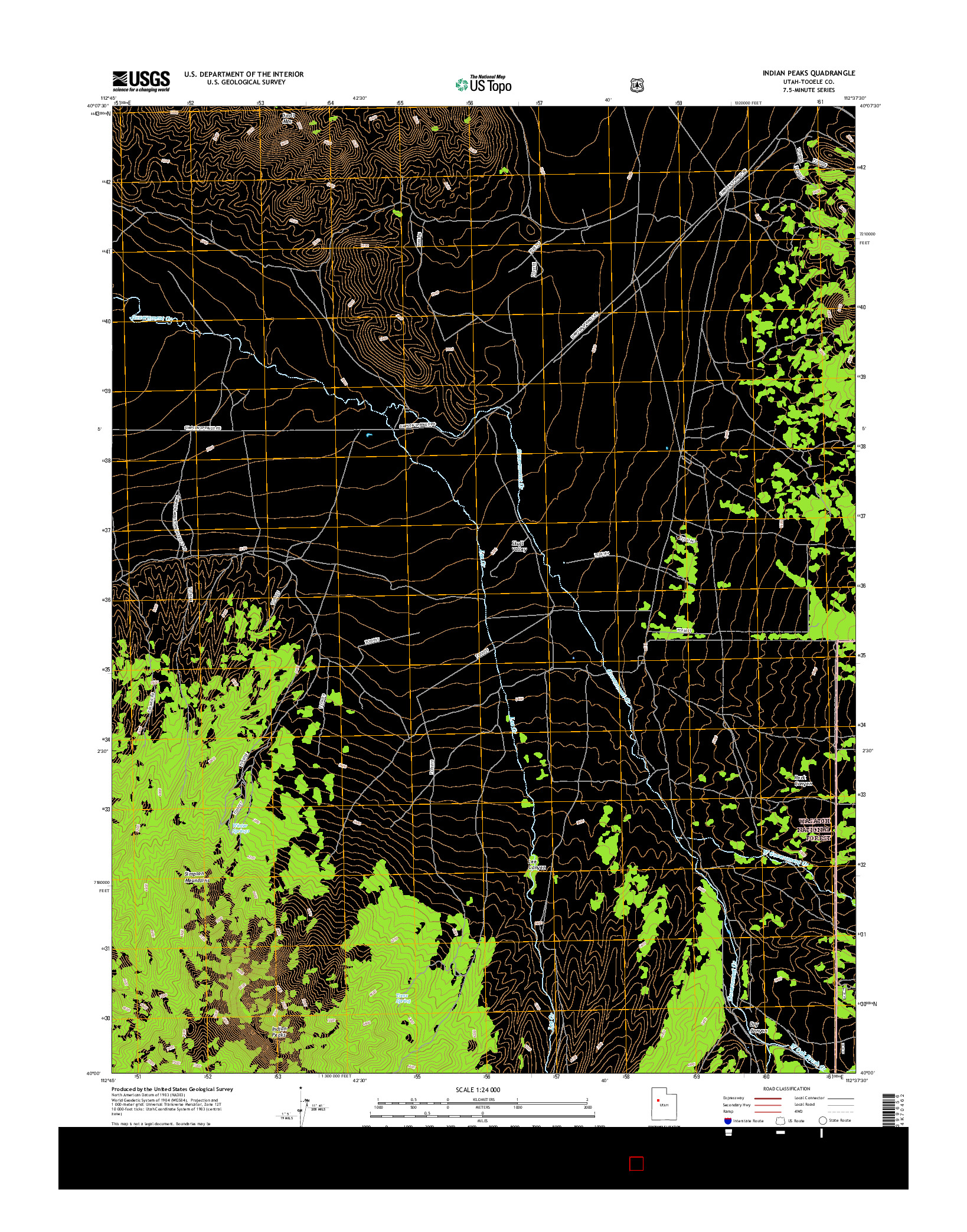 USGS US TOPO 7.5-MINUTE MAP FOR INDIAN PEAKS, UT 2017