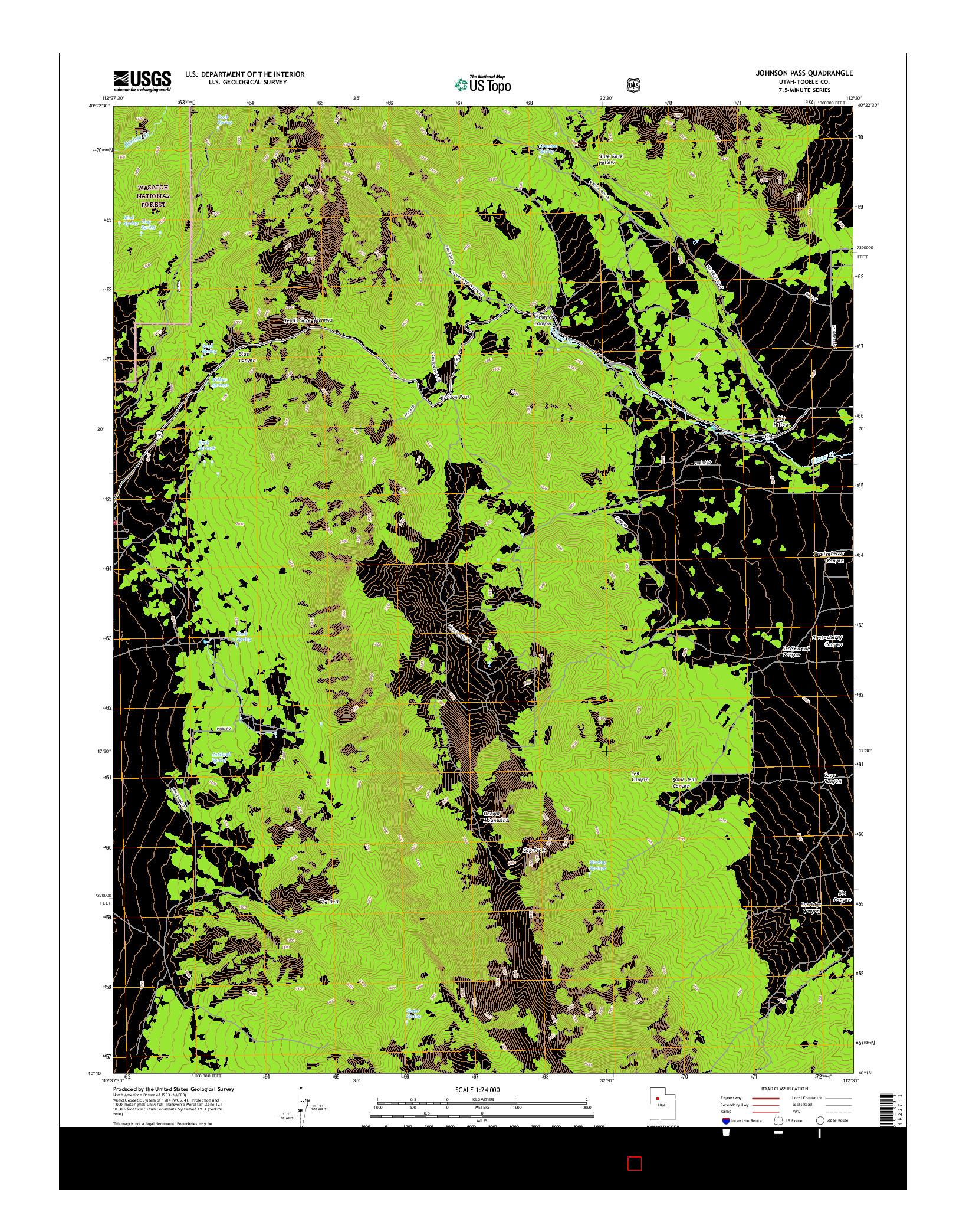 USGS US TOPO 7.5-MINUTE MAP FOR JOHNSON PASS, UT 2017