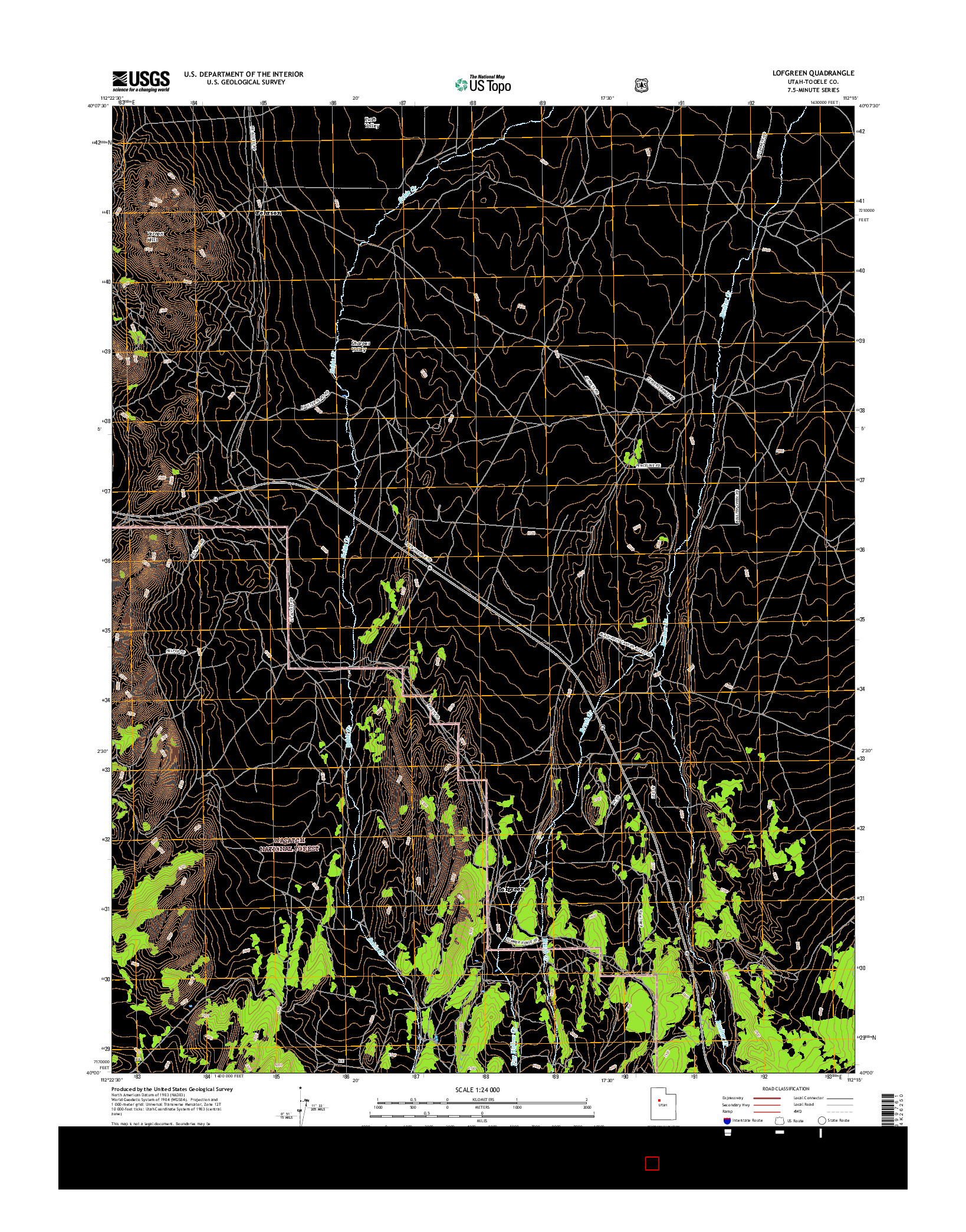 USGS US TOPO 7.5-MINUTE MAP FOR LOFGREEN, UT 2017