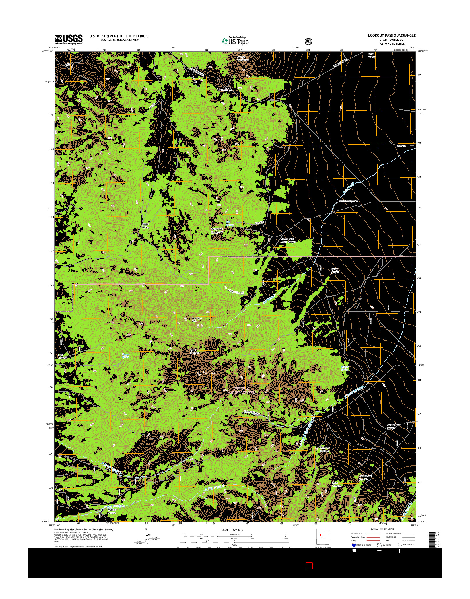 USGS US TOPO 7.5-MINUTE MAP FOR LOOKOUT PASS, UT 2017