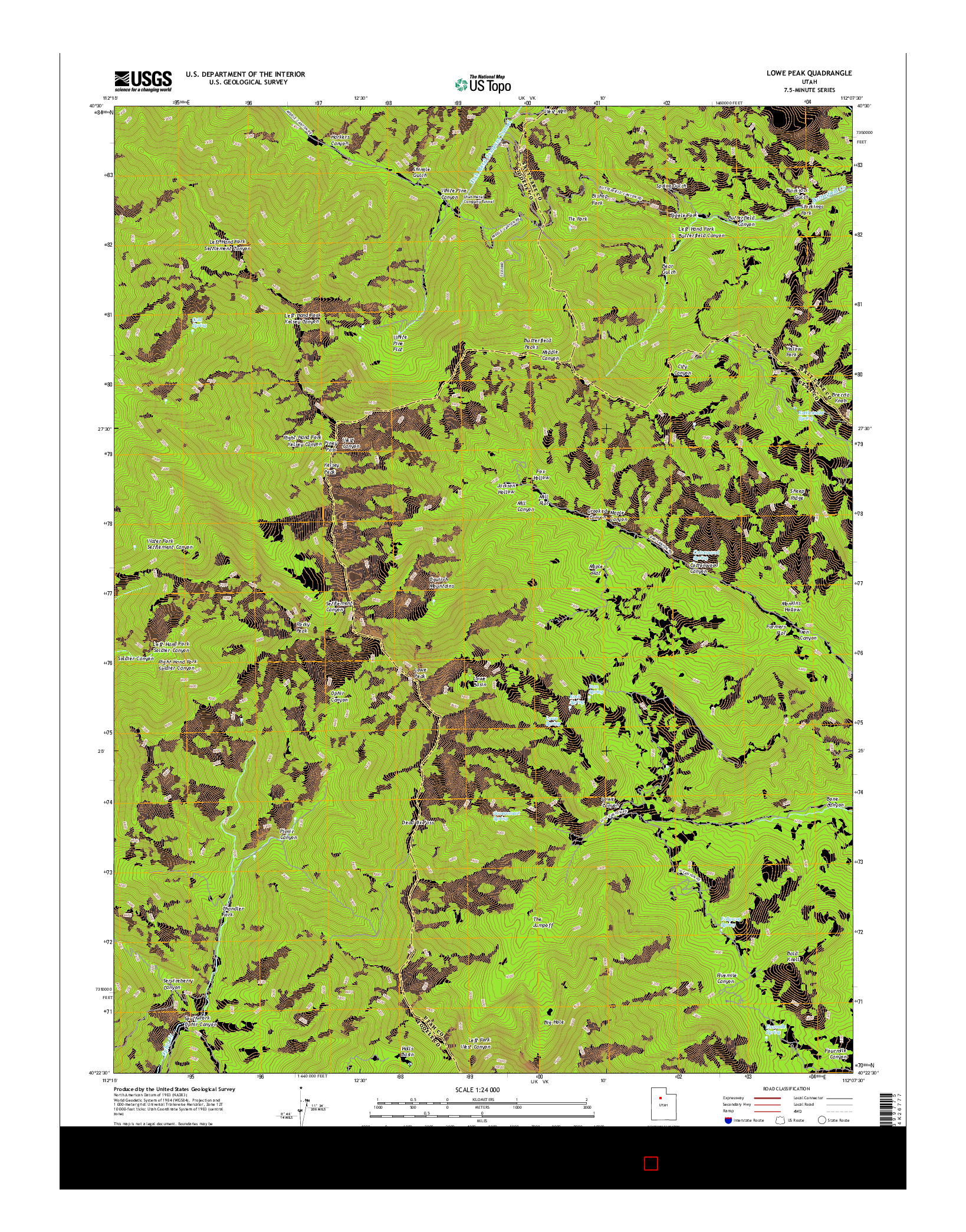 USGS US TOPO 7.5-MINUTE MAP FOR LOWE PEAK, UT 2017