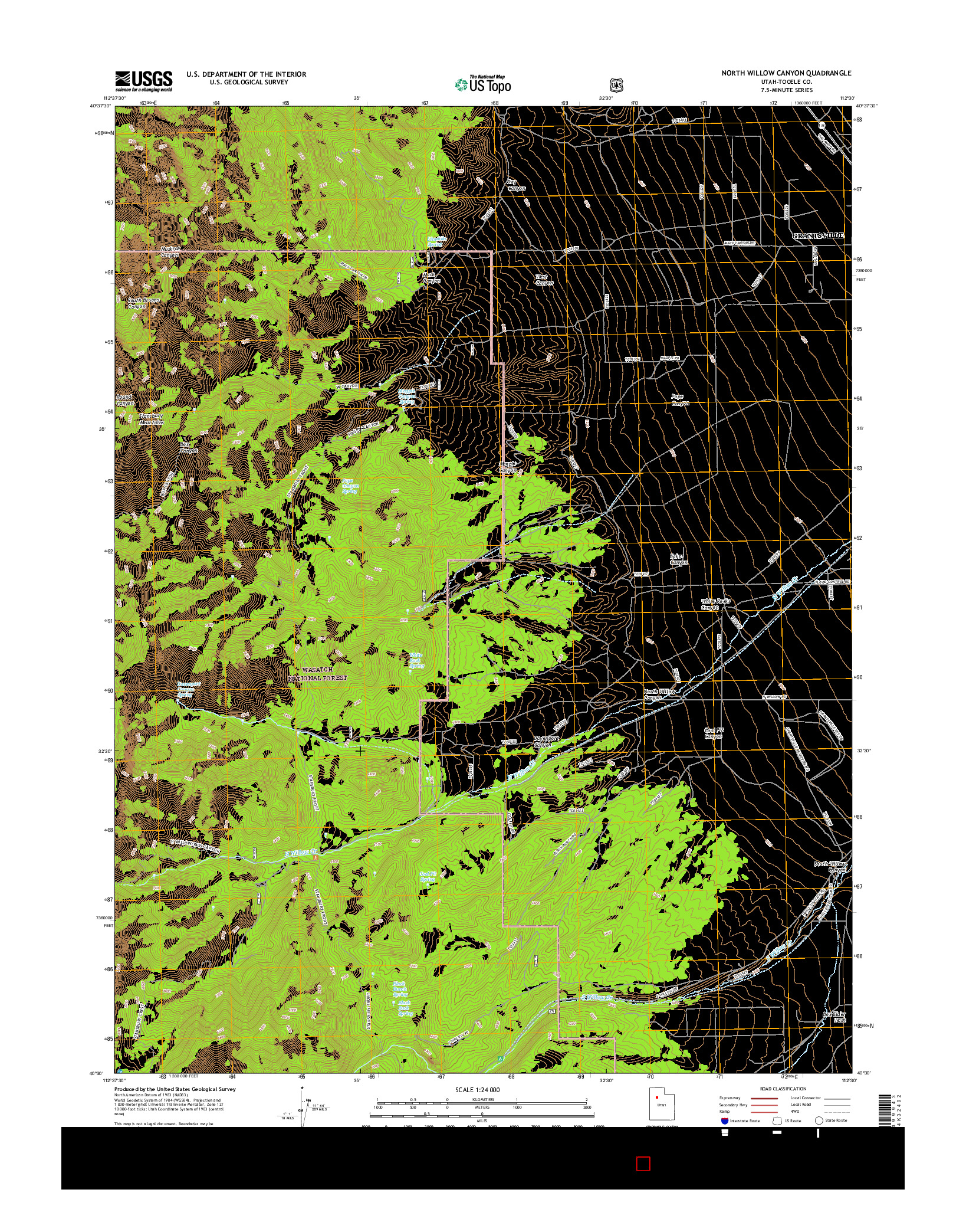 USGS US TOPO 7.5-MINUTE MAP FOR NORTH WILLOW CANYON, UT 2017