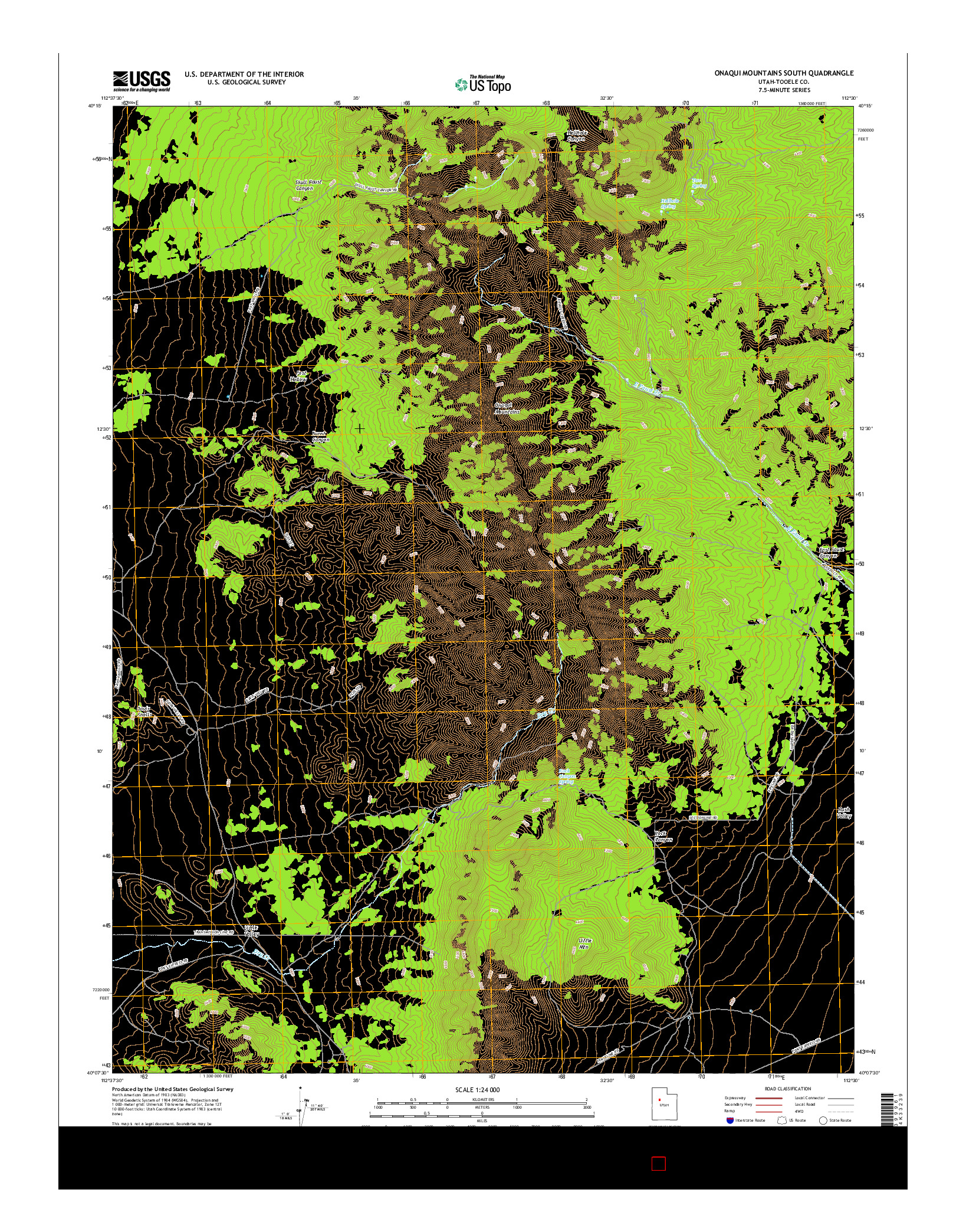 USGS US TOPO 7.5-MINUTE MAP FOR ONAQUI MOUNTAINS SOUTH, UT 2017