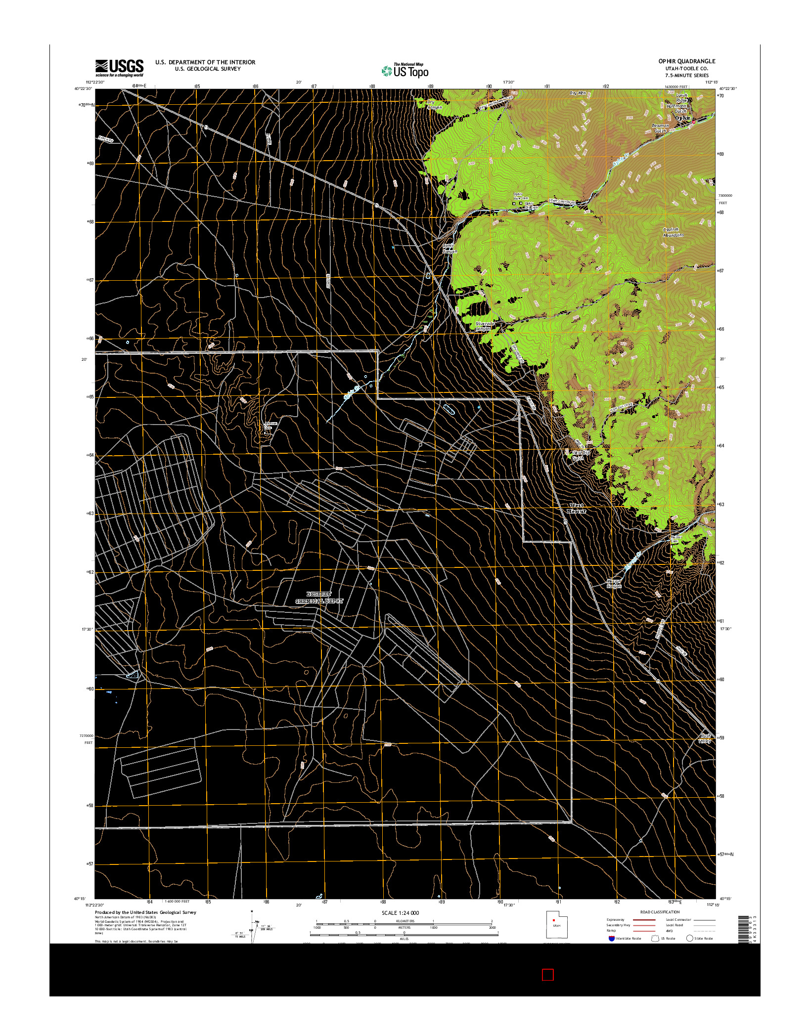 USGS US TOPO 7.5-MINUTE MAP FOR OPHIR, UT 2017