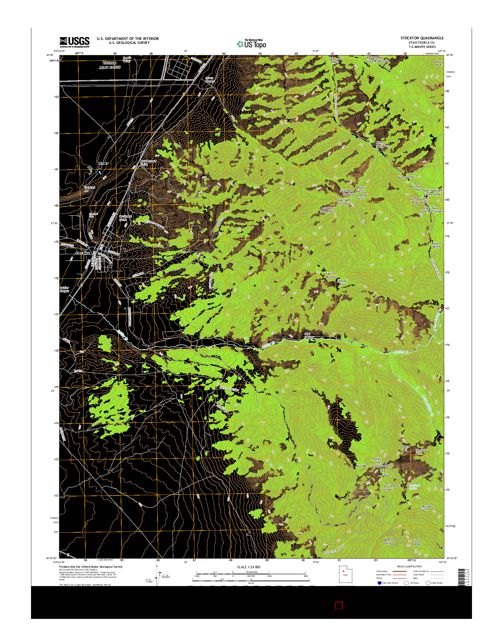 USGS US TOPO 7.5-MINUTE MAP FOR STOCKTON, UT 2017