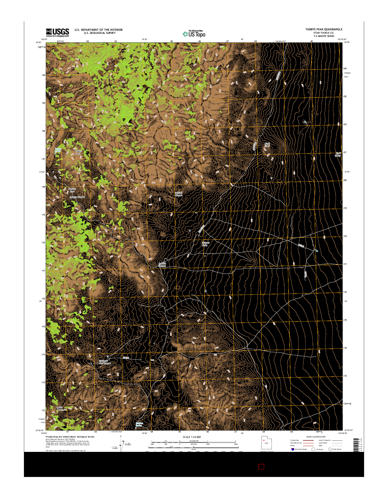 USGS US TOPO 7.5-MINUTE MAP FOR TABBYS PEAK, UT 2017