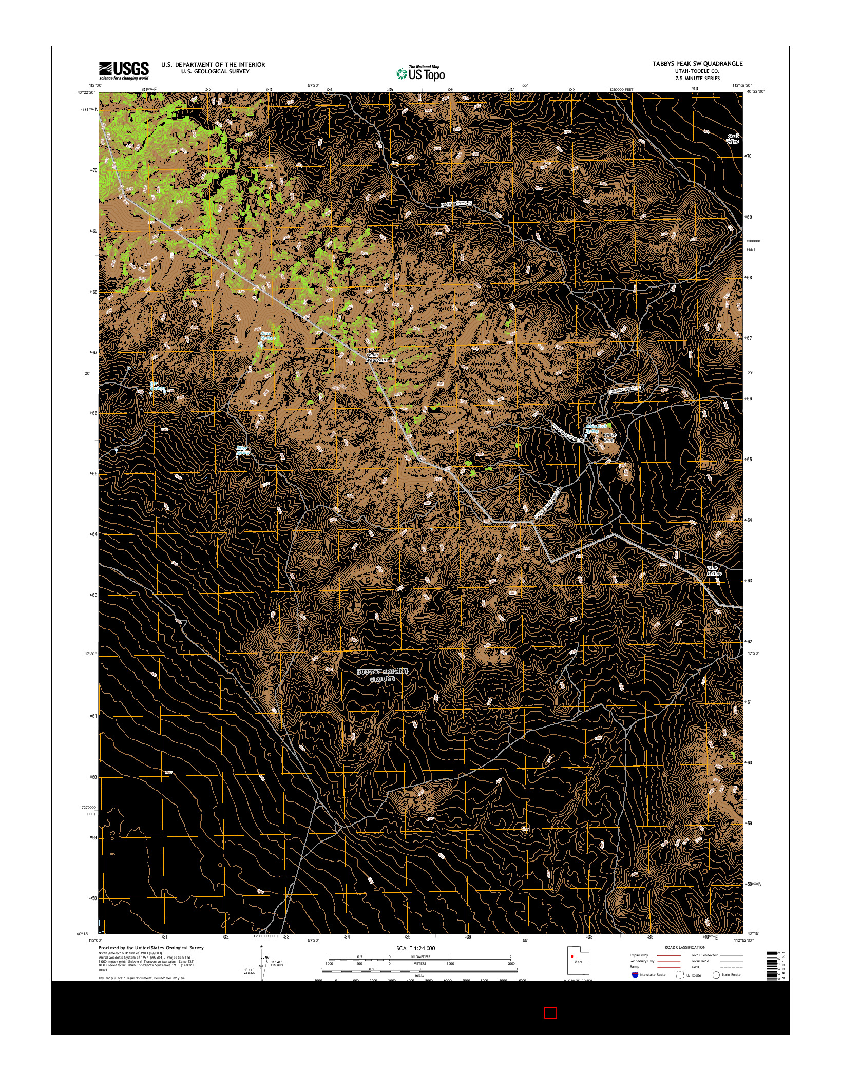 USGS US TOPO 7.5-MINUTE MAP FOR TABBYS PEAK SW, UT 2017