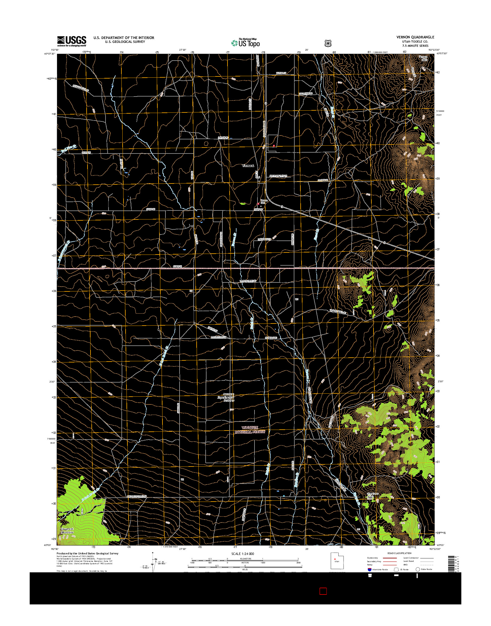 USGS US TOPO 7.5-MINUTE MAP FOR VERNON, UT 2017