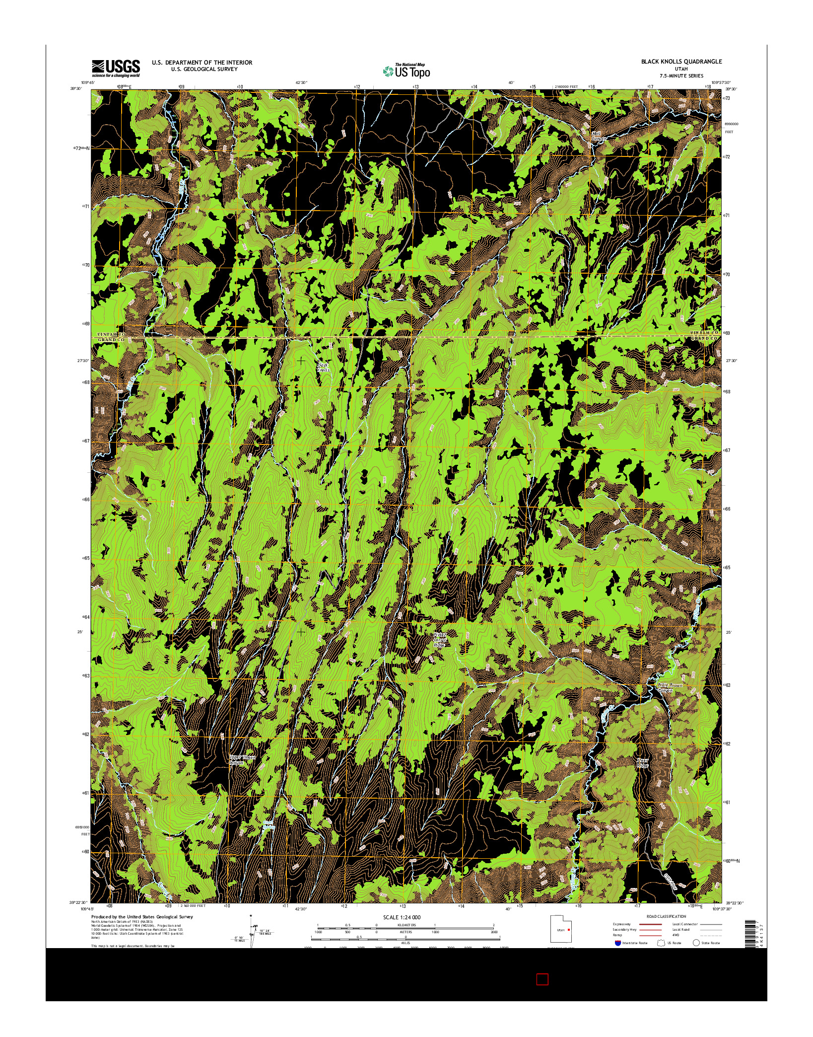 USGS US TOPO 7.5-MINUTE MAP FOR BLACK KNOLLS, UT 2017