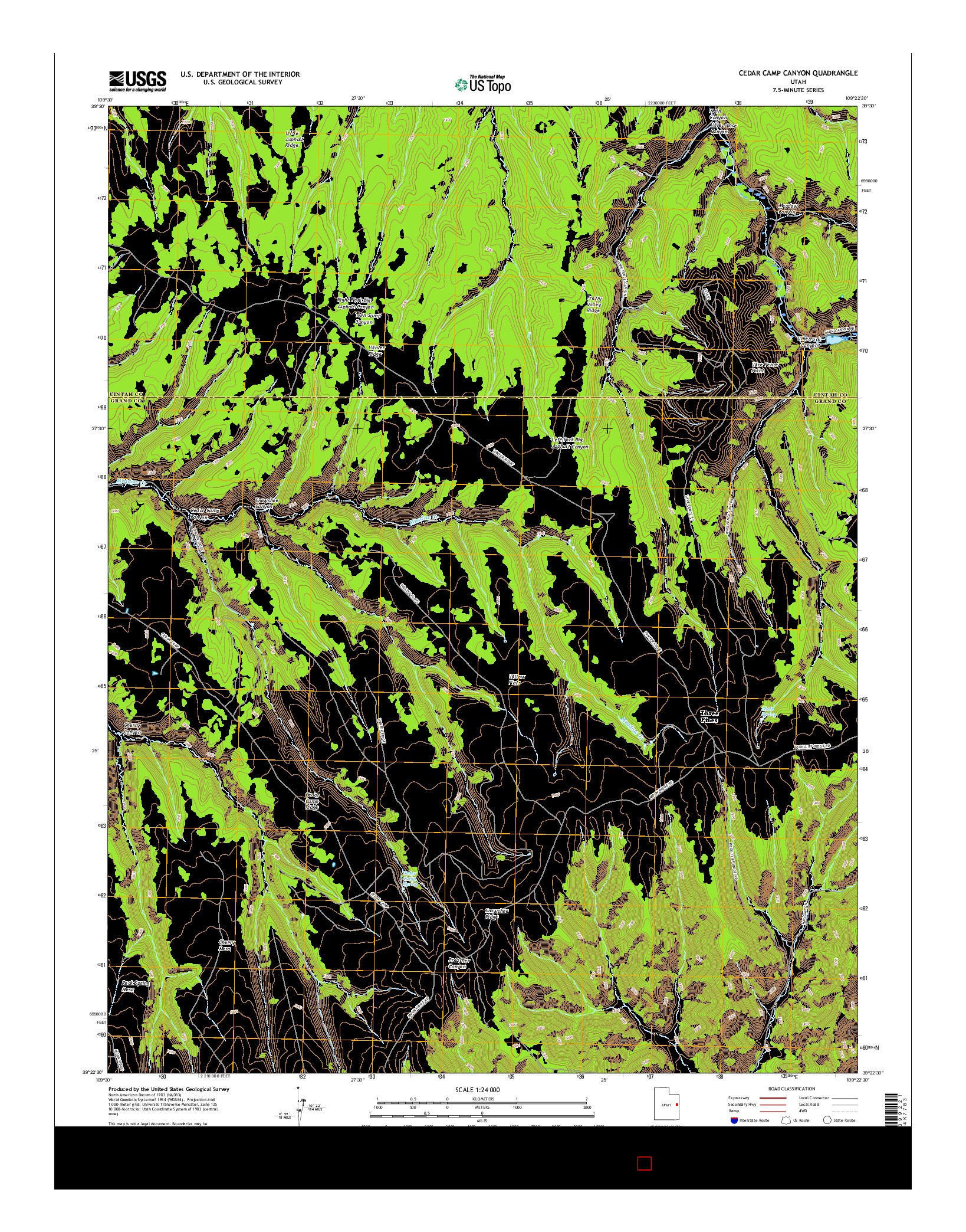 USGS US TOPO 7.5-MINUTE MAP FOR CEDAR CAMP CANYON, UT 2017