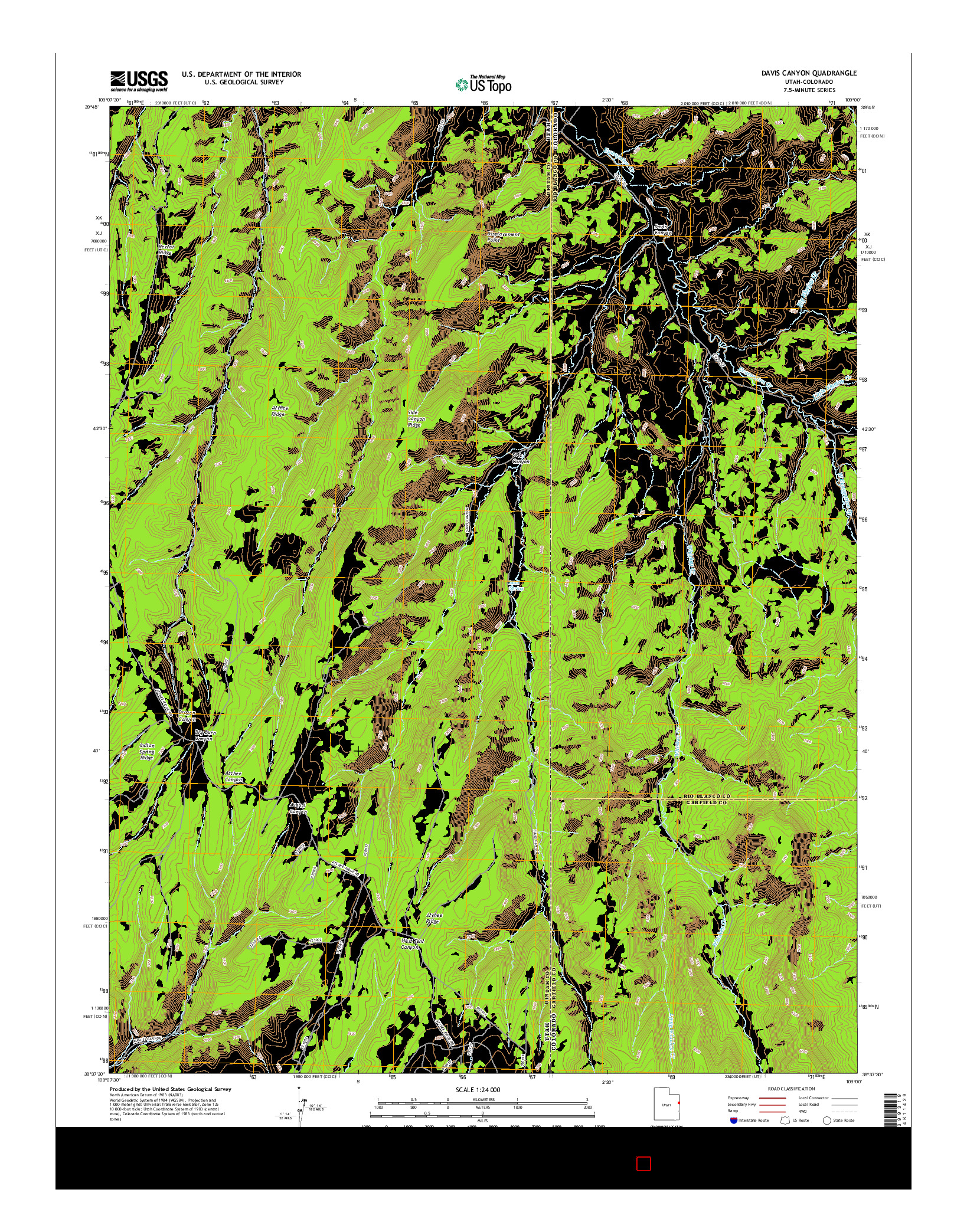 USGS US TOPO 7.5-MINUTE MAP FOR DAVIS CANYON, UT-CO 2017