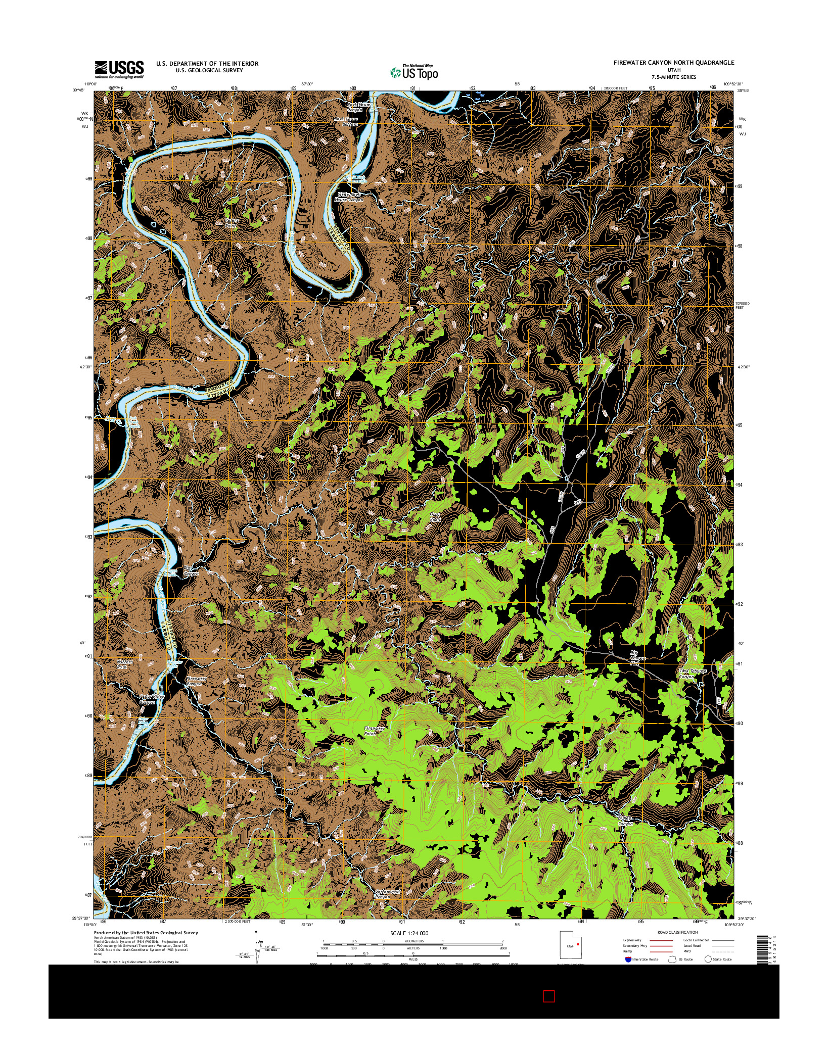 USGS US TOPO 7.5-MINUTE MAP FOR FIREWATER CANYON NORTH, UT 2017