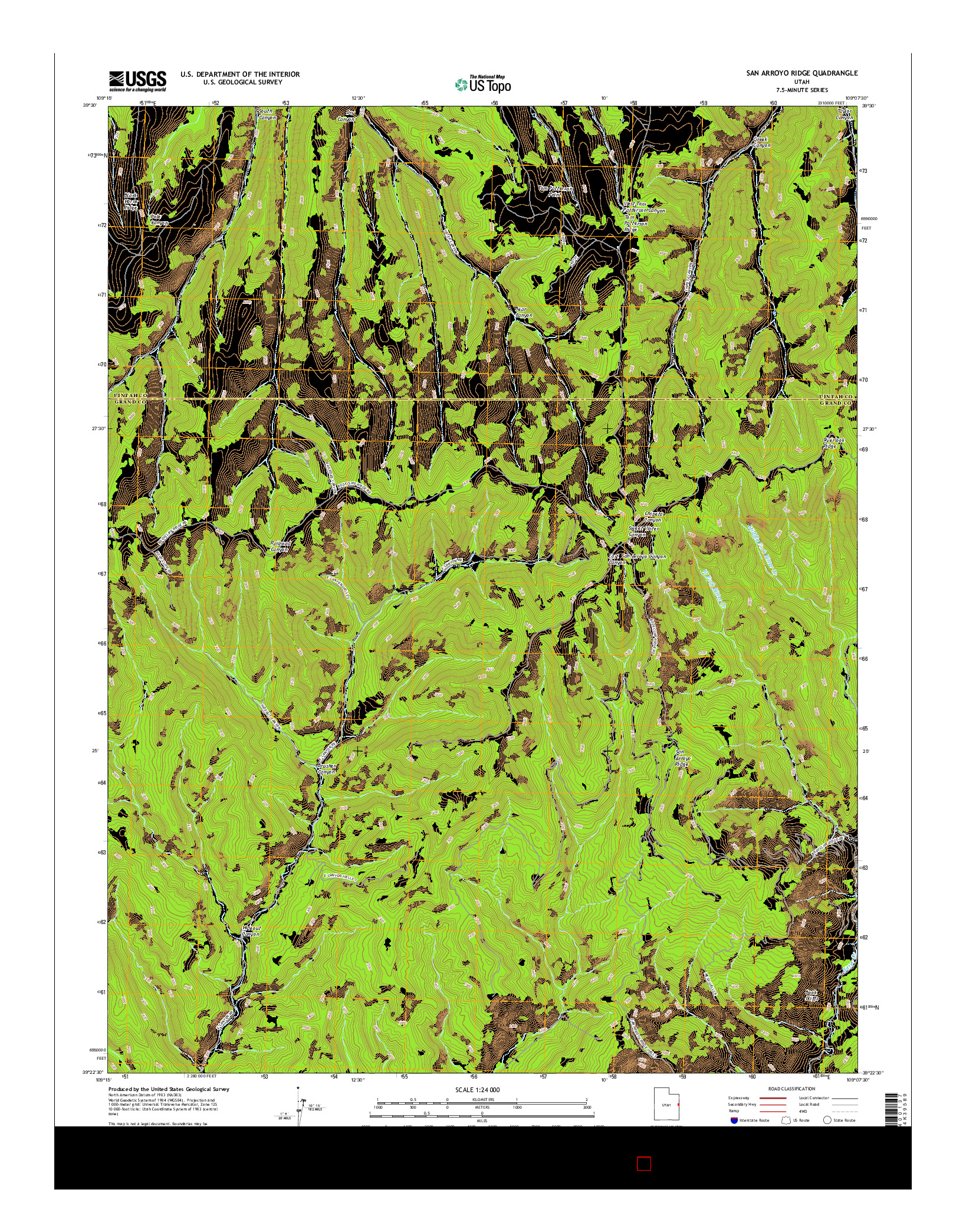 USGS US TOPO 7.5-MINUTE MAP FOR SAN ARROYO RIDGE, UT 2017