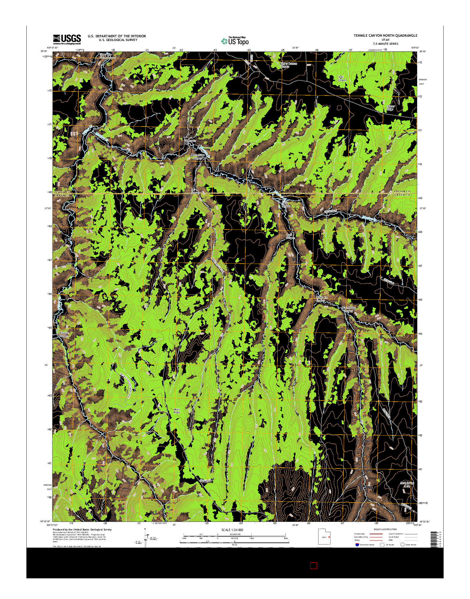 USGS US TOPO 7.5-MINUTE MAP FOR TENMILE CANYON NORTH, UT 2017