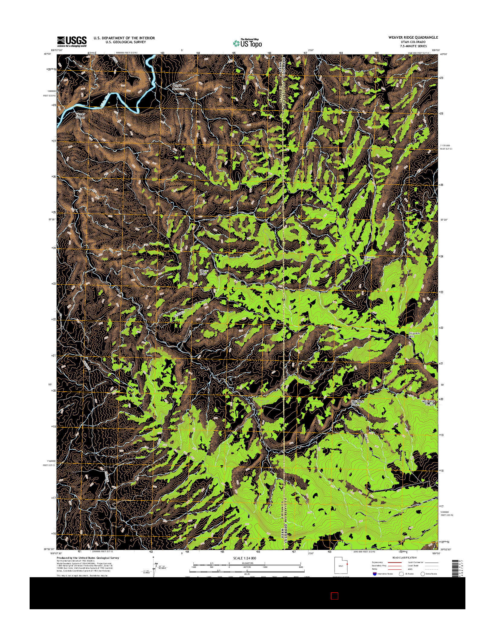 USGS US TOPO 7.5-MINUTE MAP FOR WEAVER RIDGE, UT-CO 2017