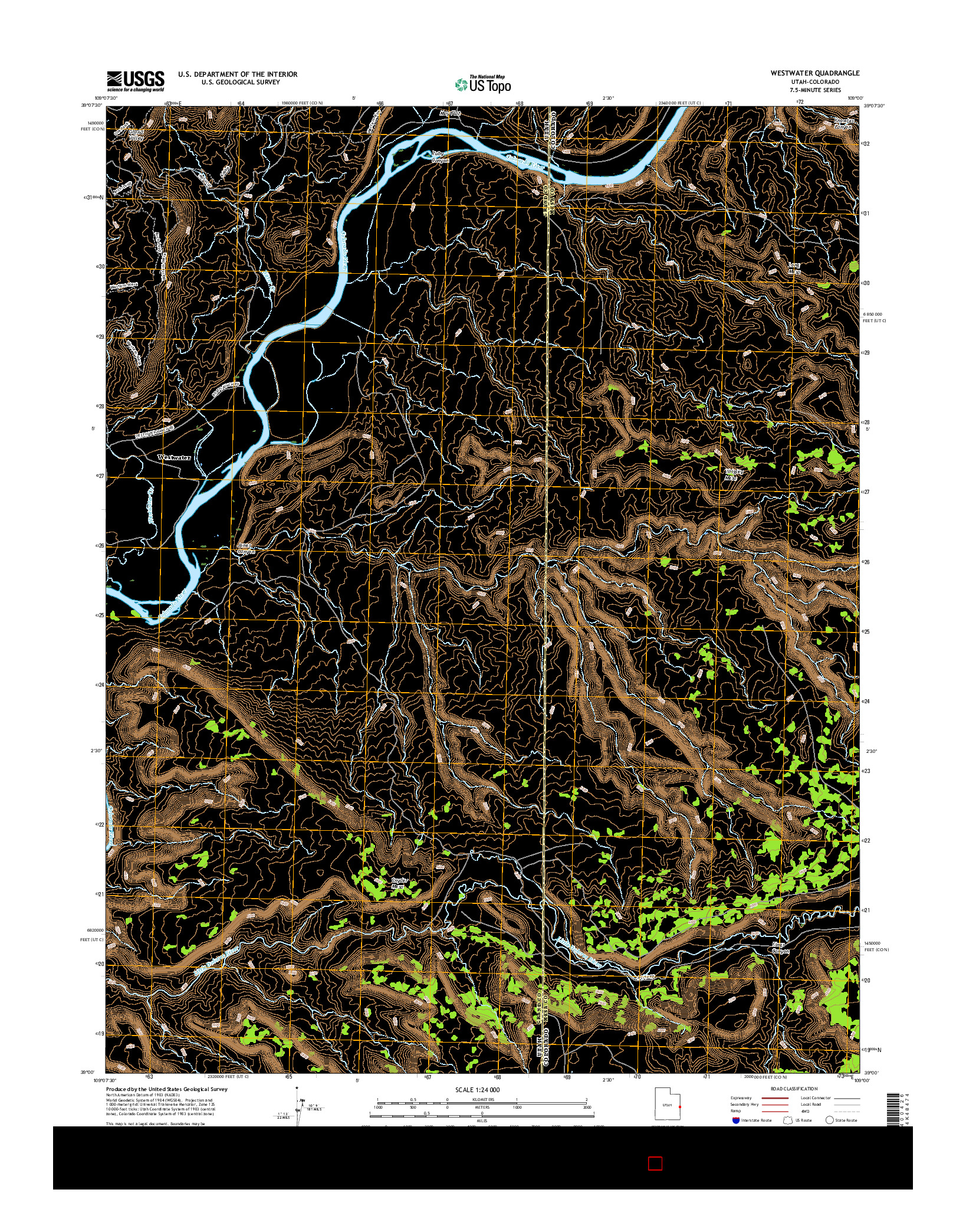 USGS US TOPO 7.5-MINUTE MAP FOR WESTWATER, UT-CO 2017