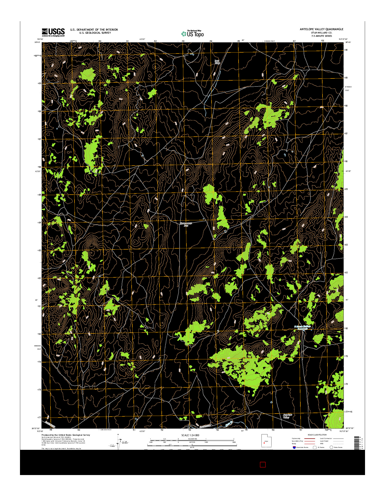 USGS US TOPO 7.5-MINUTE MAP FOR ANTELOPE VALLEY, UT 2017
