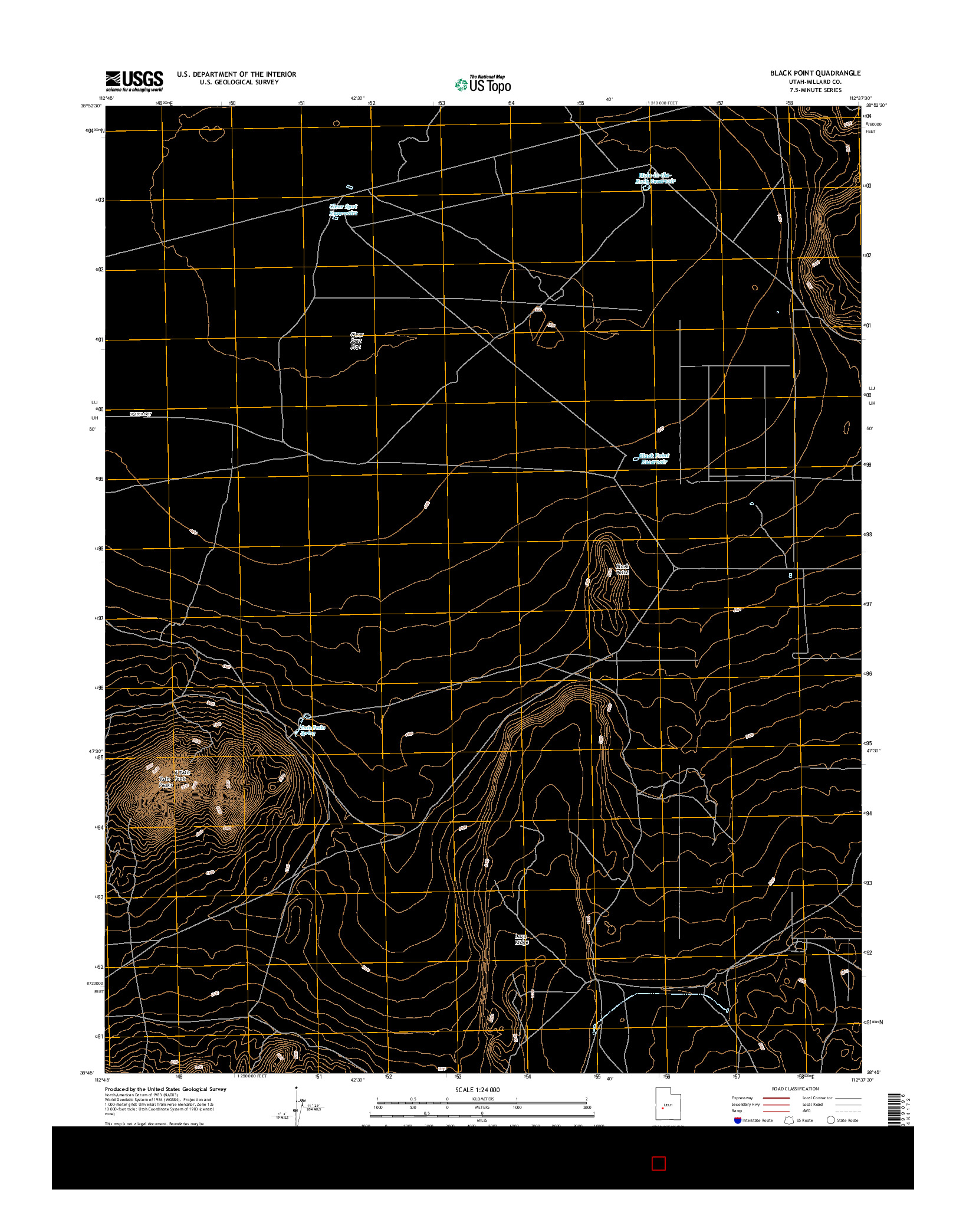 USGS US TOPO 7.5-MINUTE MAP FOR BLACK POINT, UT 2017