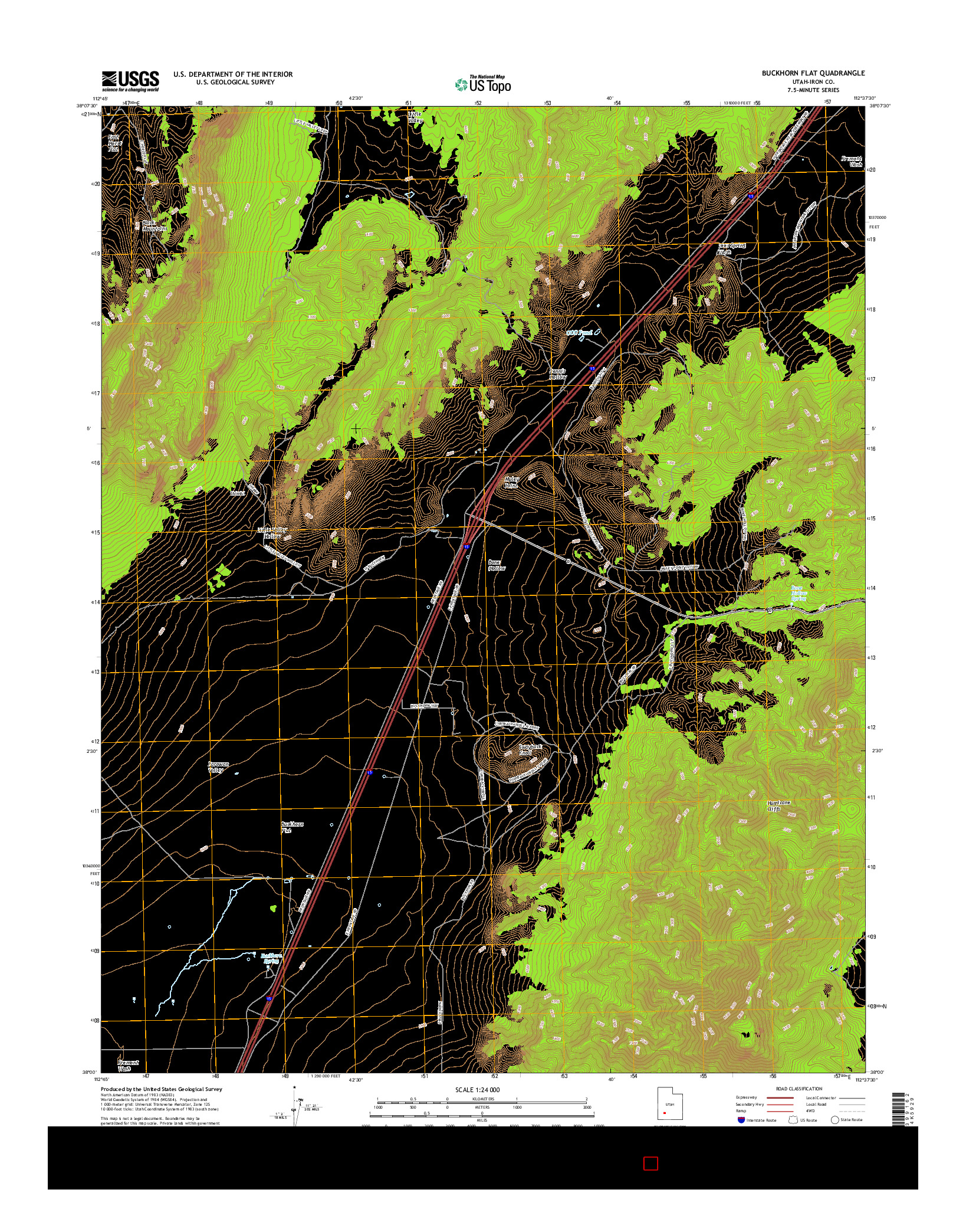 USGS US TOPO 7.5-MINUTE MAP FOR BUCKHORN FLAT, UT 2017