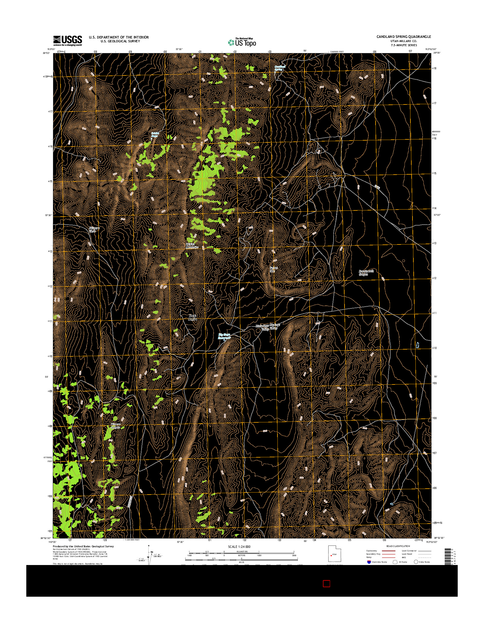 USGS US TOPO 7.5-MINUTE MAP FOR CANDLAND SPRING, UT 2017