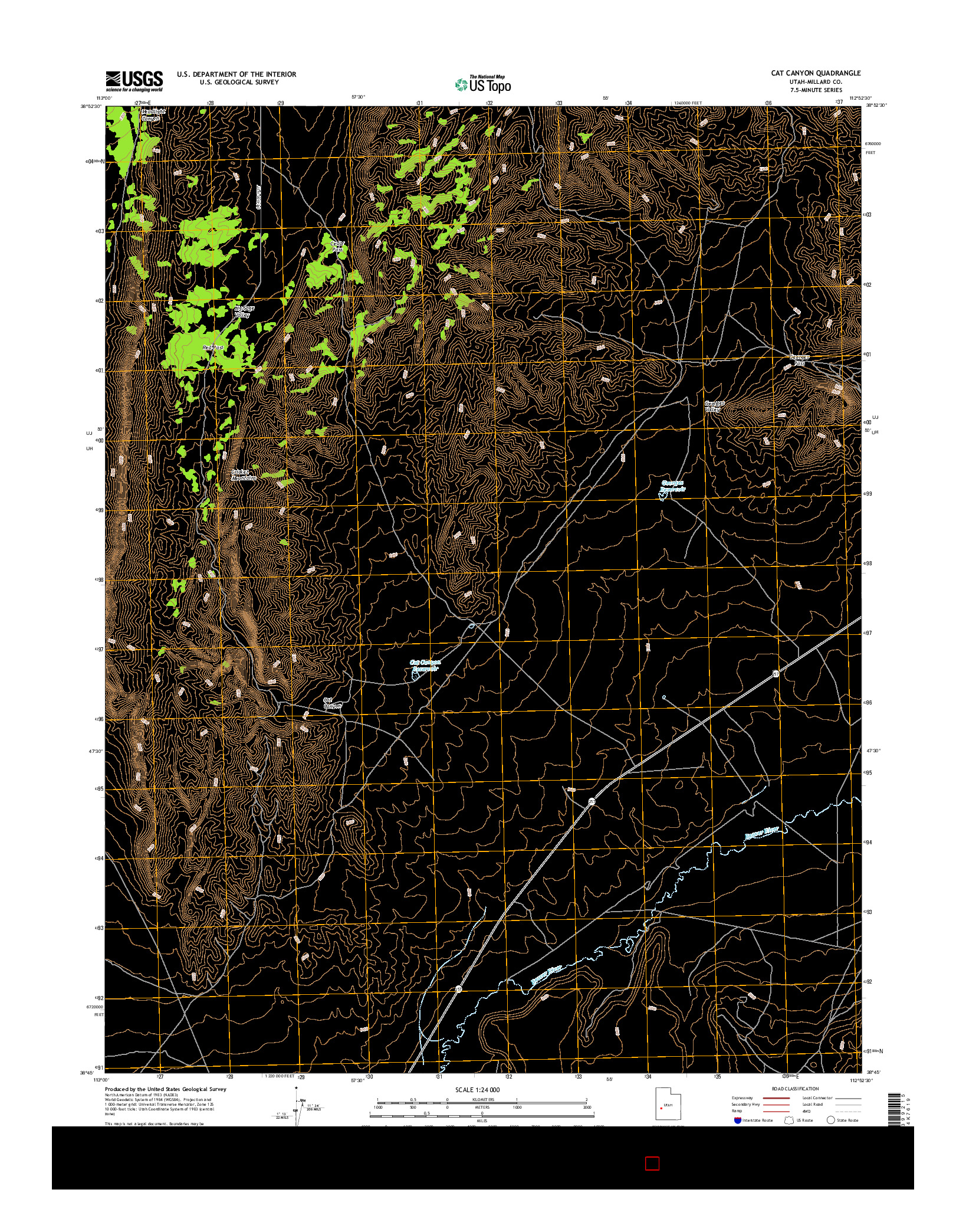 USGS US TOPO 7.5-MINUTE MAP FOR CAT CANYON, UT 2017