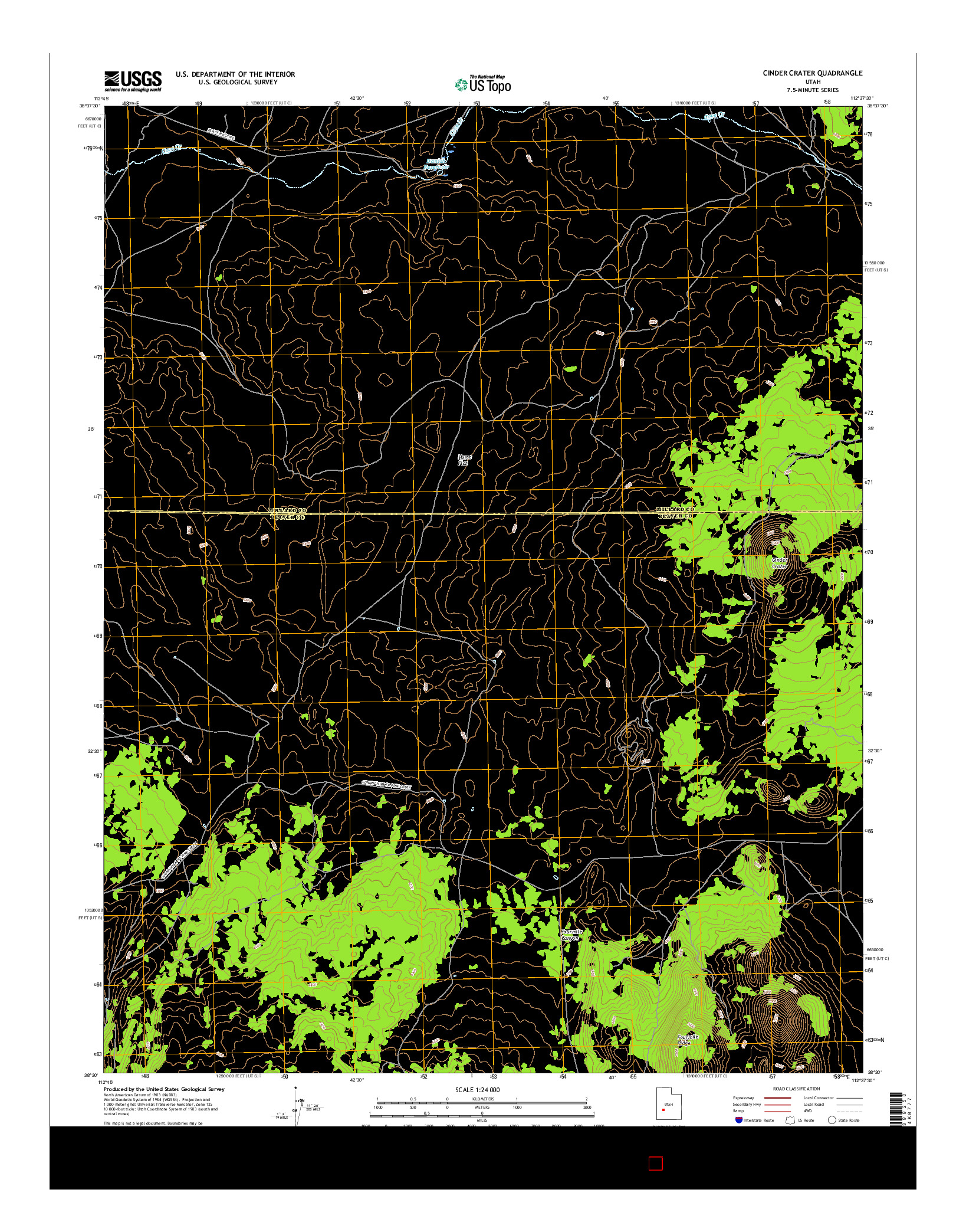 USGS US TOPO 7.5-MINUTE MAP FOR CINDER CRATER, UT 2017