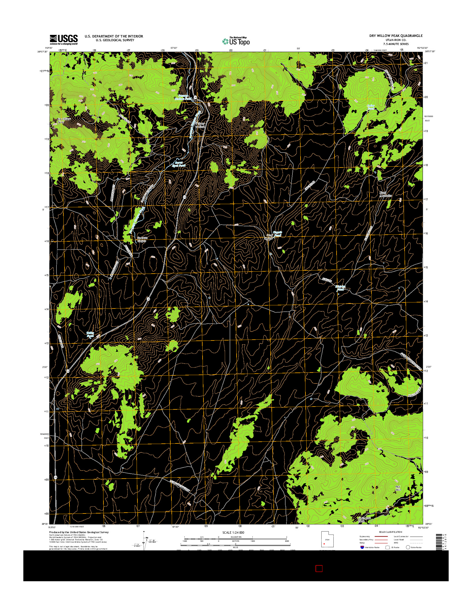 USGS US TOPO 7.5-MINUTE MAP FOR DRY WILLOW PEAK, UT 2017